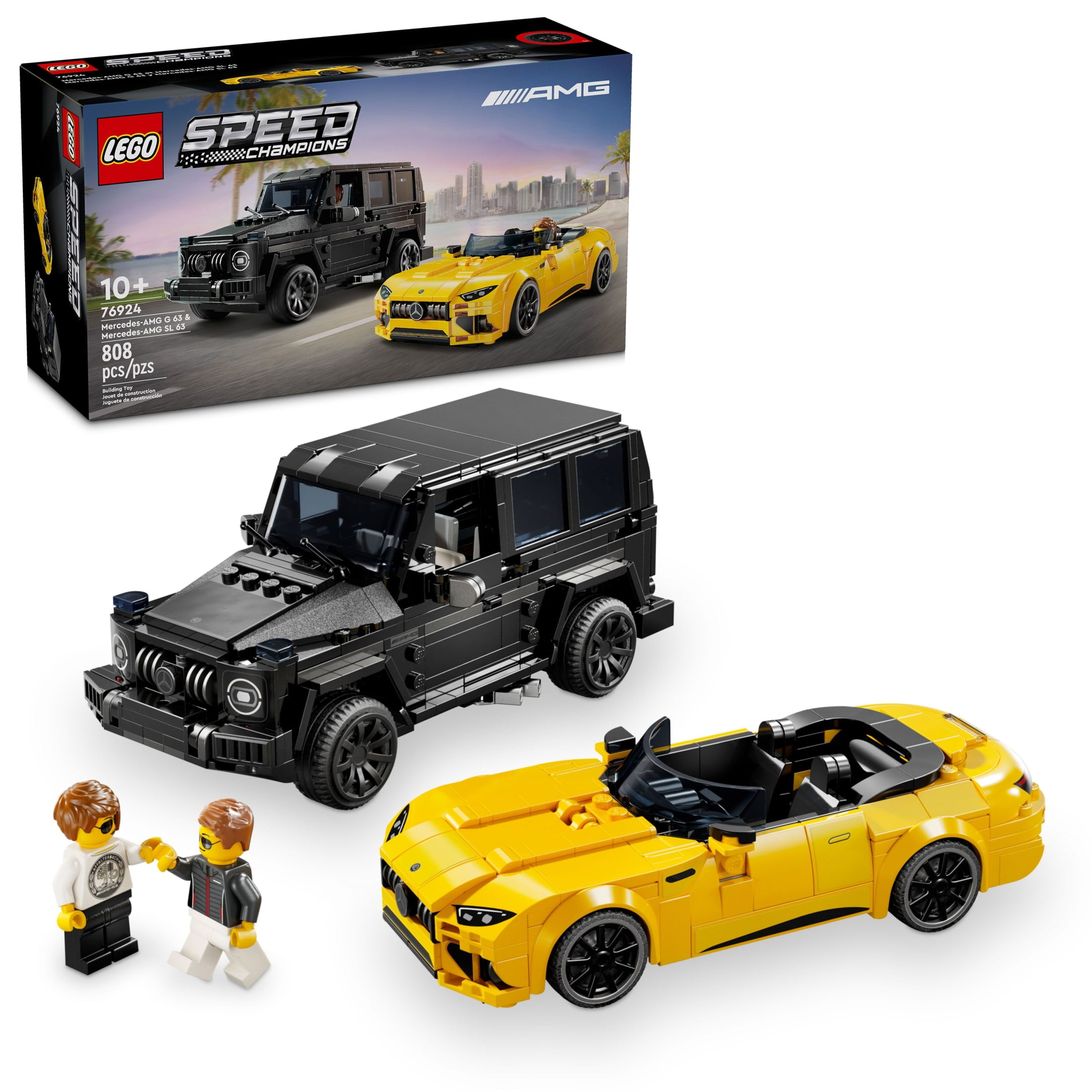 LEGO Speed Champions Mercedes-AMG G 63 & Mercedes-AMG SL 63 Toy Cars - Building Toys Set for Boys & Girls, Ages 10+ - Gift for Birthdays - W/ 2 Minifigures - 76924