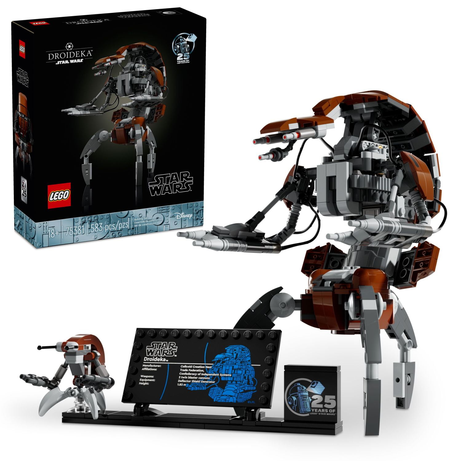 LEGO Star Wars Droideka Model for Build and Display, Collectible Brick Built Destroyer Droid Figure, Star Wars Fan Gift Idea for Adults or Any Collector, 75381