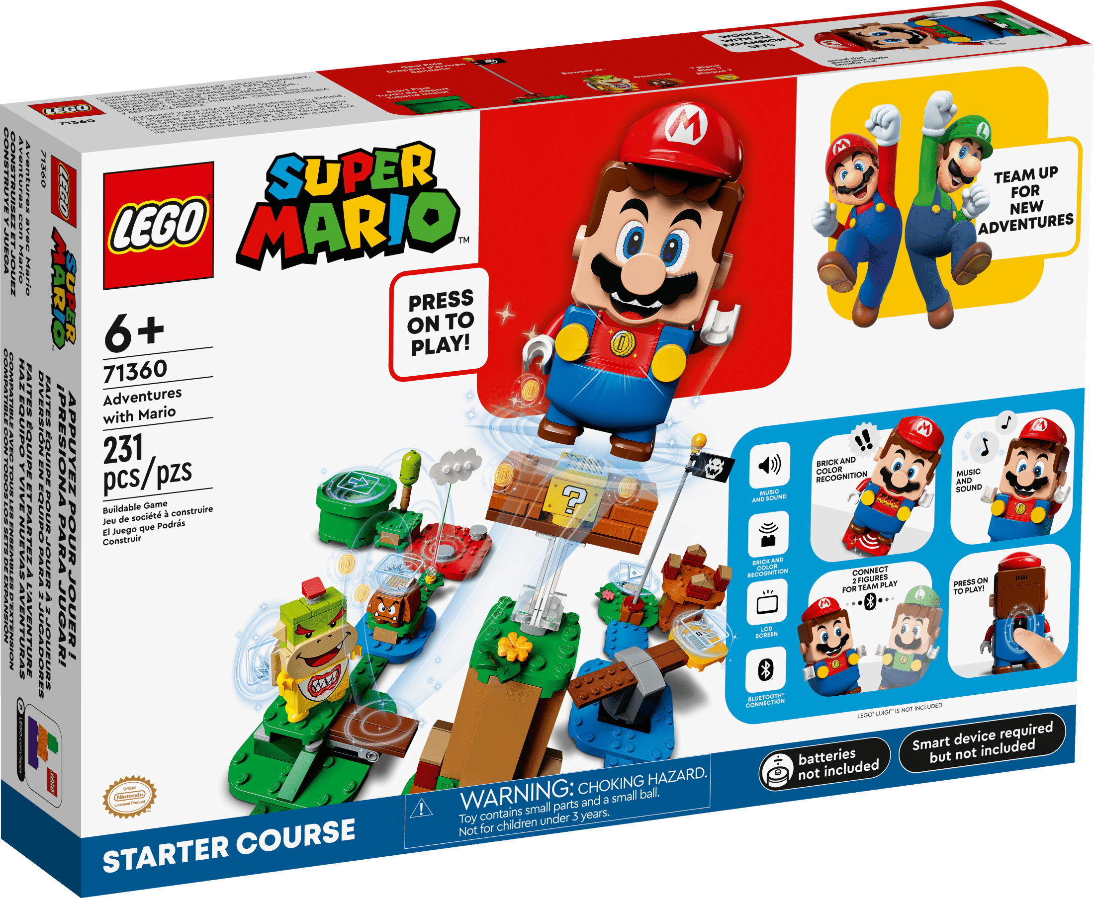 LEGO Super Mario Adventures with Mario Starter Course Set, Buildable Toy Game, Birthday Gift for Super Mario Bros. Fans and Kids Ages 6 and Up with Interactive Mario Figure and Bowser Jr., 71360