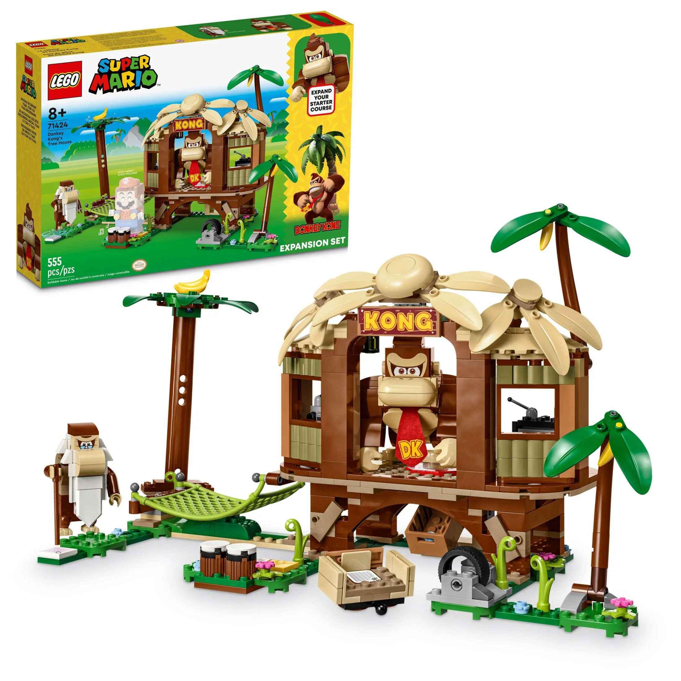 LEGO Super Mario Donkey Kong's Tree House Expansion Set - Building Toys for Boys & Girls, Ages 8+ Years - Pretend Play Toy Figures & Playsets - Gifts for Kids - 71424