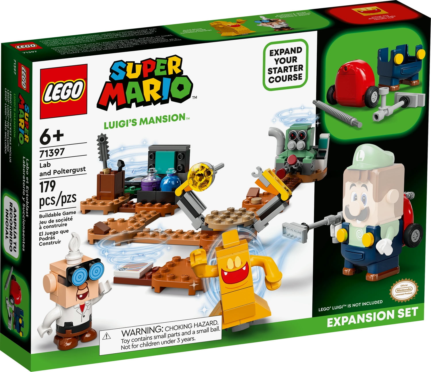 LEGO Super Mario Luigi’s Mansion Lab and Poltergust Expansion Set 71397 Building Toy Set (179 Pieces)