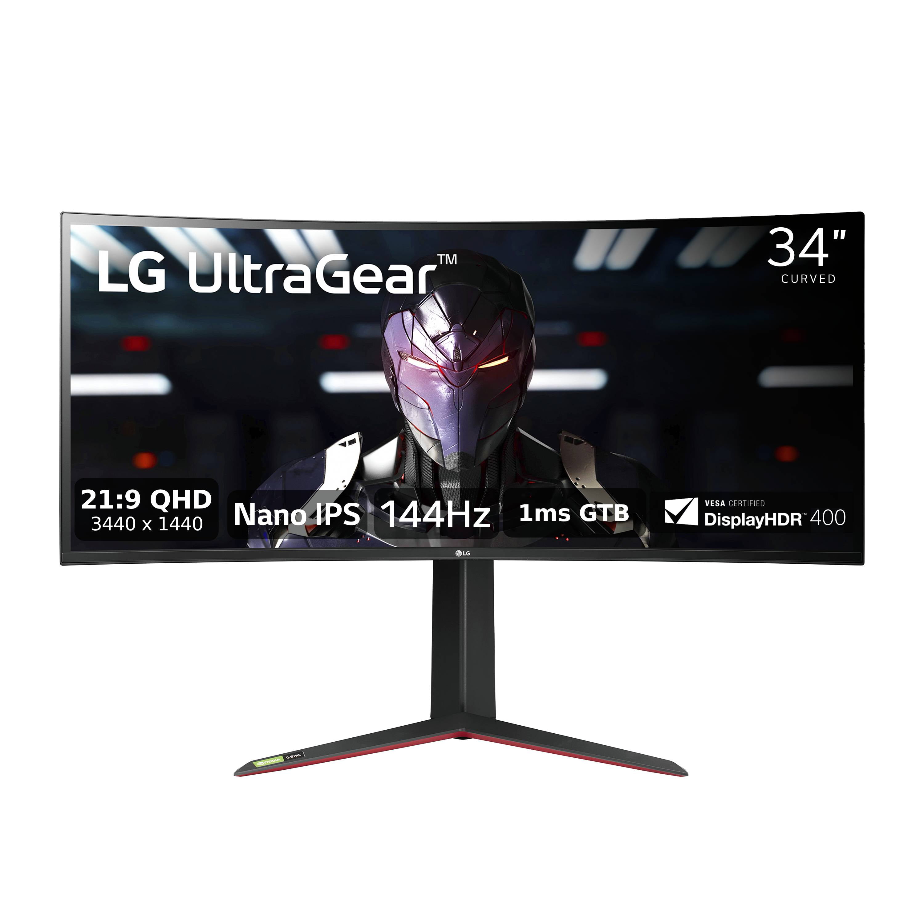 LG UltraGear 34" Quad HD 3440 x 1440 2K 160Hz (OC) 1ms 2xHDMI DisplayPort Radeon FreeSync 2 NVIDIA G-Sync Compatible USB 3.0 Hub Nano IPS Curved Gaming Monitor