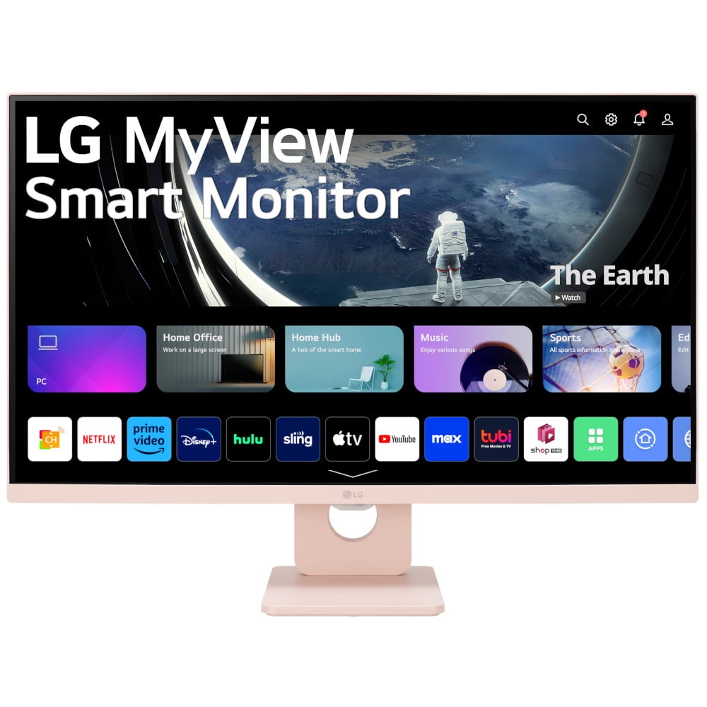 LG 27" Monitor Full HD IPS MyView Smart Monitor with webOS and Built-in Speakers, Pink, 27SR50F-P