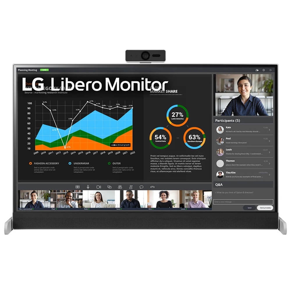 LG 27MQ70QC-S 27" QHD IPS HDR 10 Libero Monitor with Detachable Full HD Webcam
