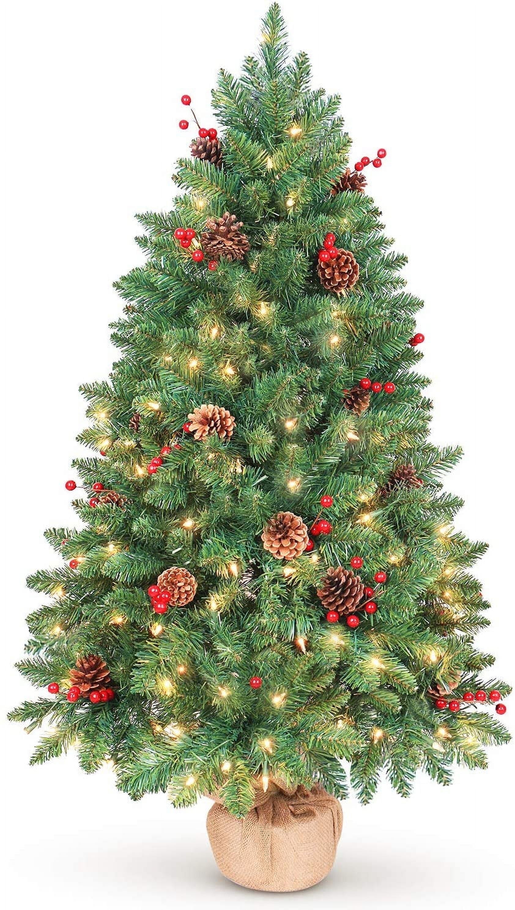 OasisCraft 4FT Prelit Christmas Tree, Decorated with 150 Clear Lights and Realistic 380 Thicken Tips