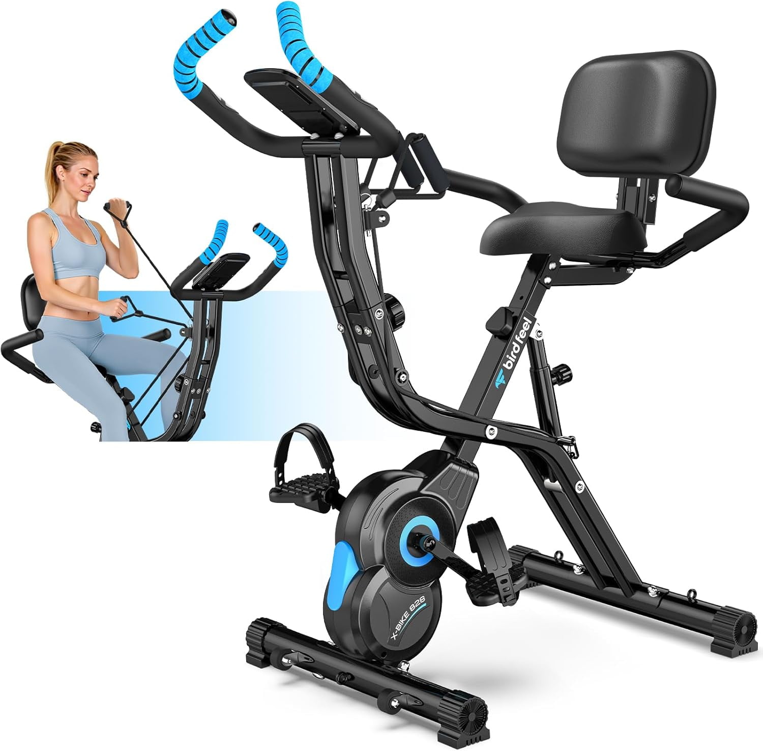 LNOW 4-in-1 Indoor Cycling Bike Magnetic Stationary Recumbent Exercise Bikes with Seat Adjusatble for Home Cardio Workout 320lb