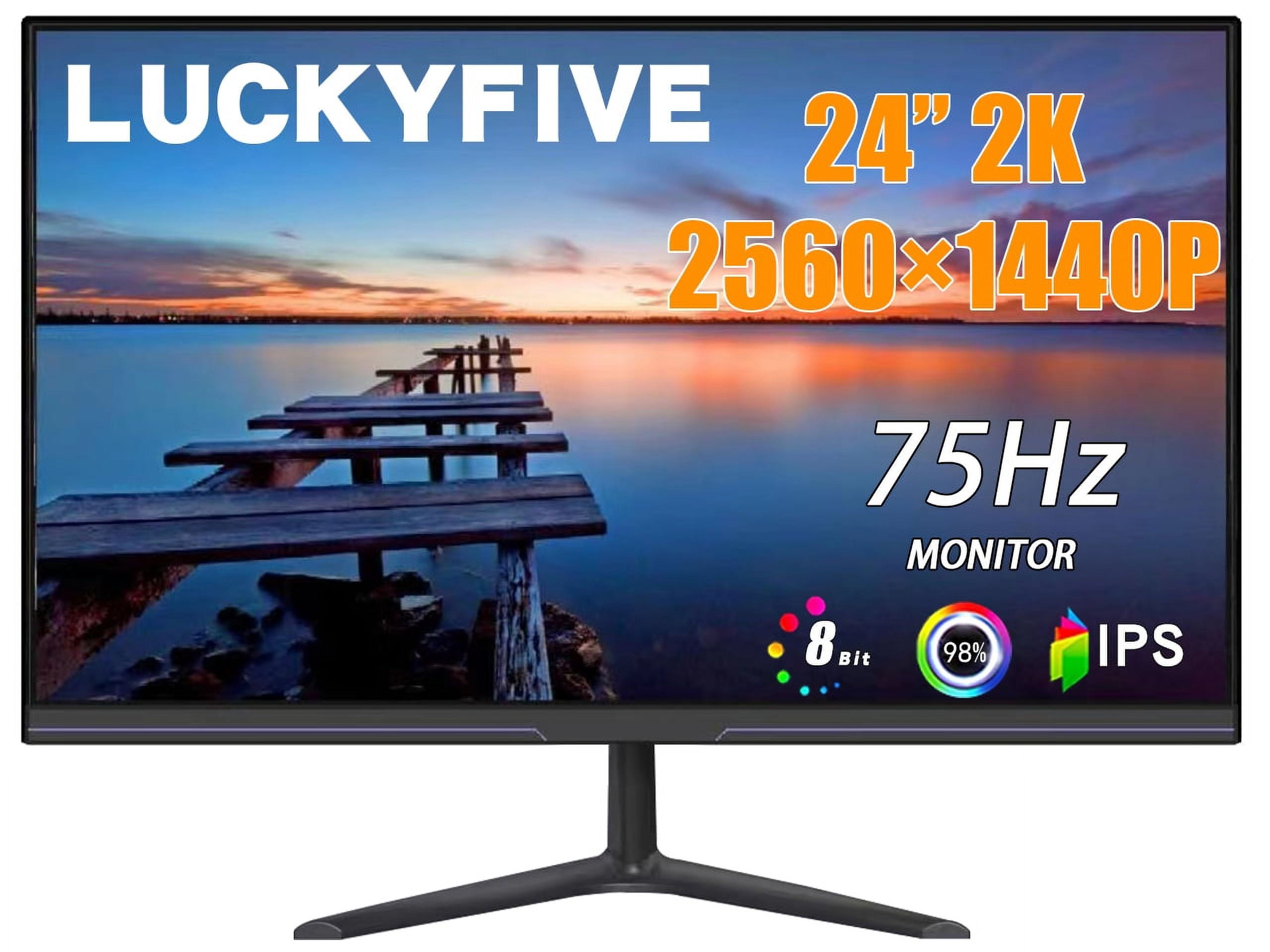 LUCKYFIVE 24 inch 2K 75Hz 2560x1440 IPS Gaming Monitor with 178° Wide Viewing Angle and Built-in Speakers M-24LFK2P75