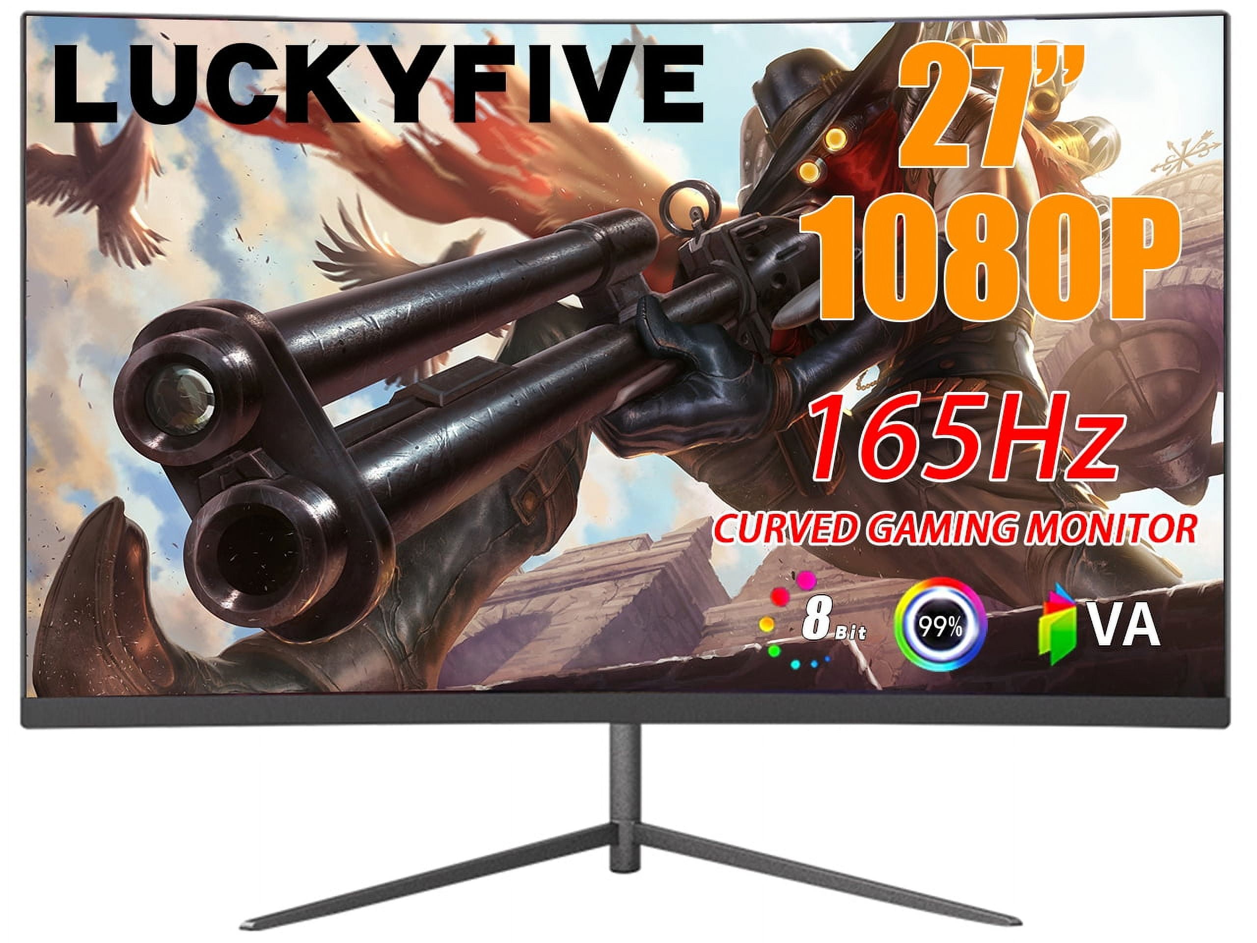 LUCKYFIVE 27'' 165Hz Curved PC Gaming Monitor FHD 1920 x 1080 Built-in Speakers M-27LFK1Q165