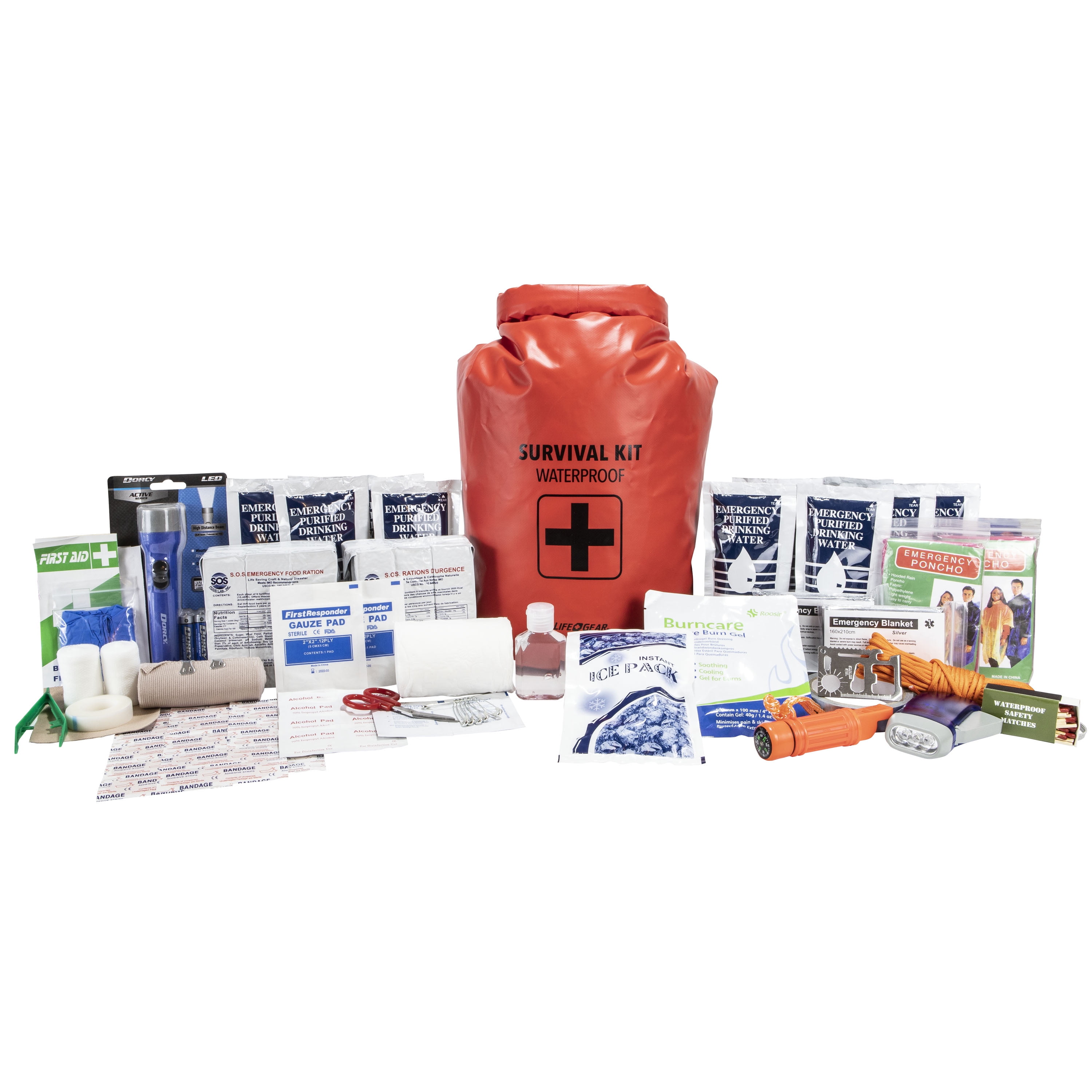 Life+Gear 143 Piece Waterproof 72 Hour Emergency Backpack Red, 5 Year Shelf Life