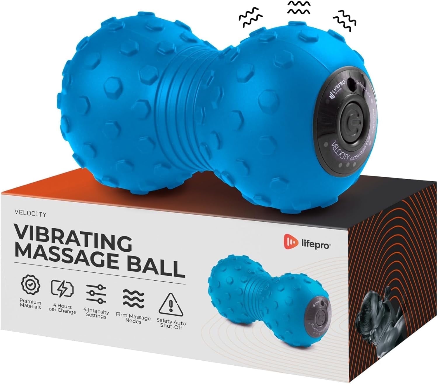 Lifepro Velocity Trigger Point Ball Vibrating Massager Myofascial Release Tool, Blue