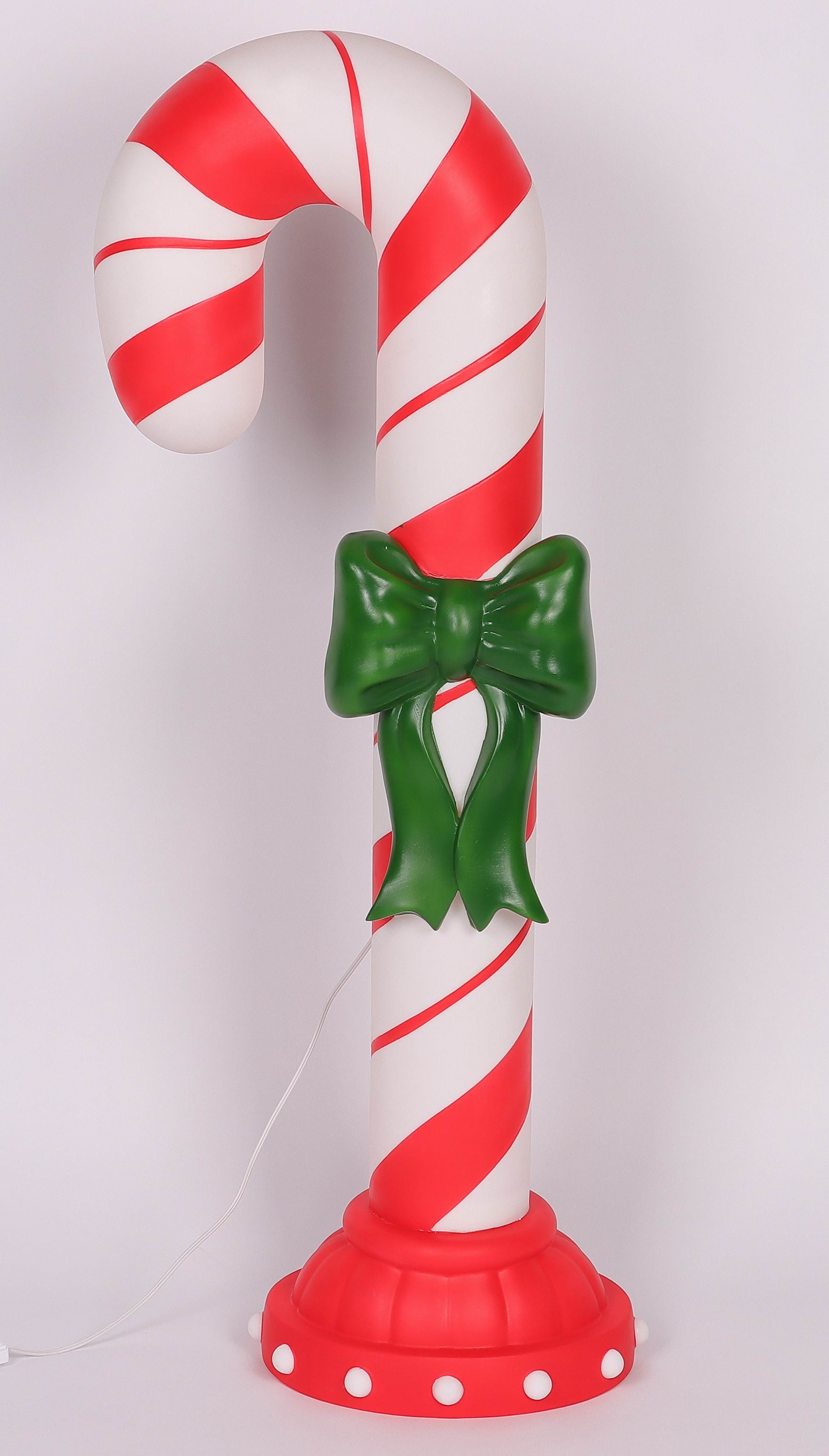 Lighted Plastic Blow Mold Candycane Christmas Decoration, 42 in, Multi-Color, by Holiday Time