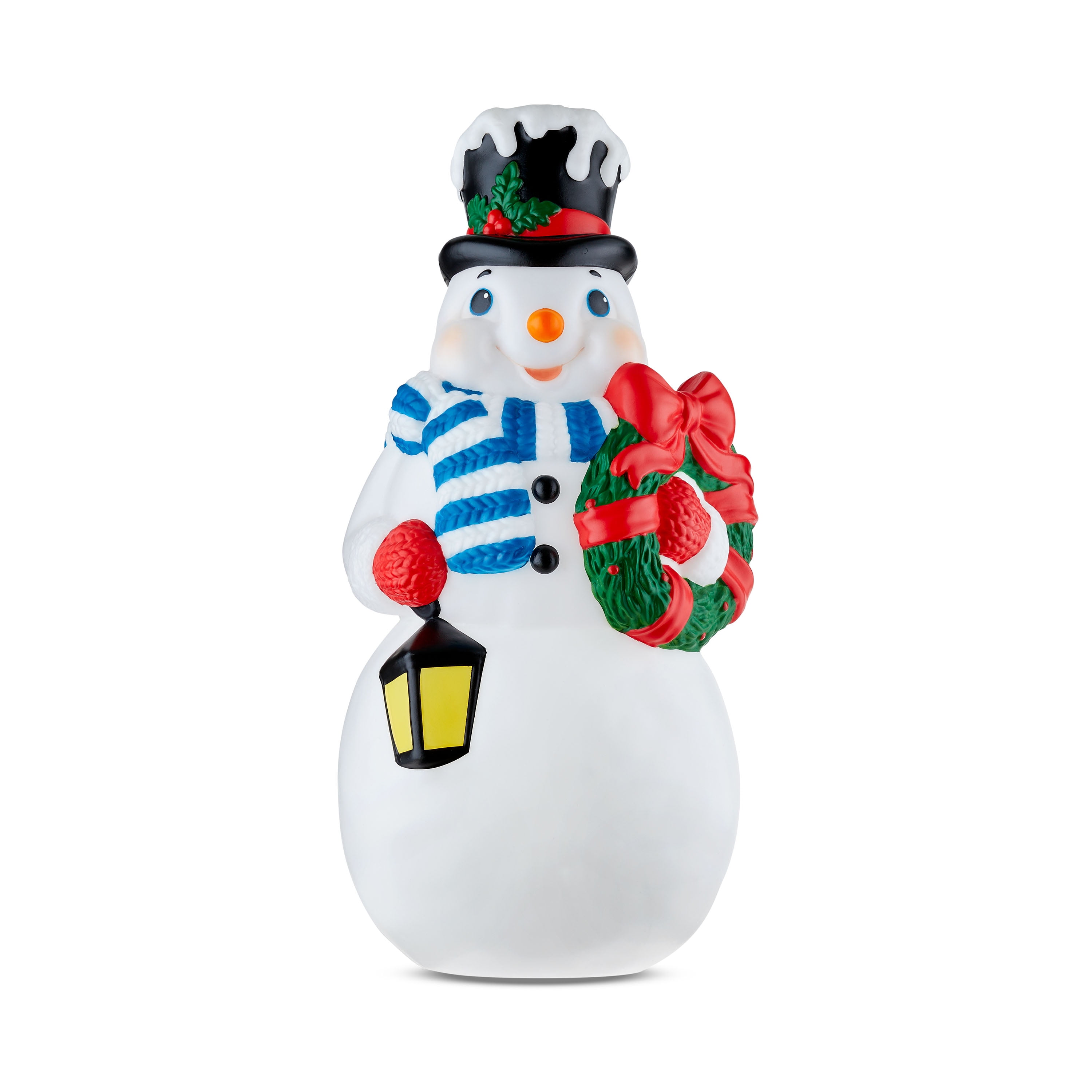 Lighted Plastic Blow Mold Snowman Christmas Decoration, 32 in, Multi-Color, by Holiday Time