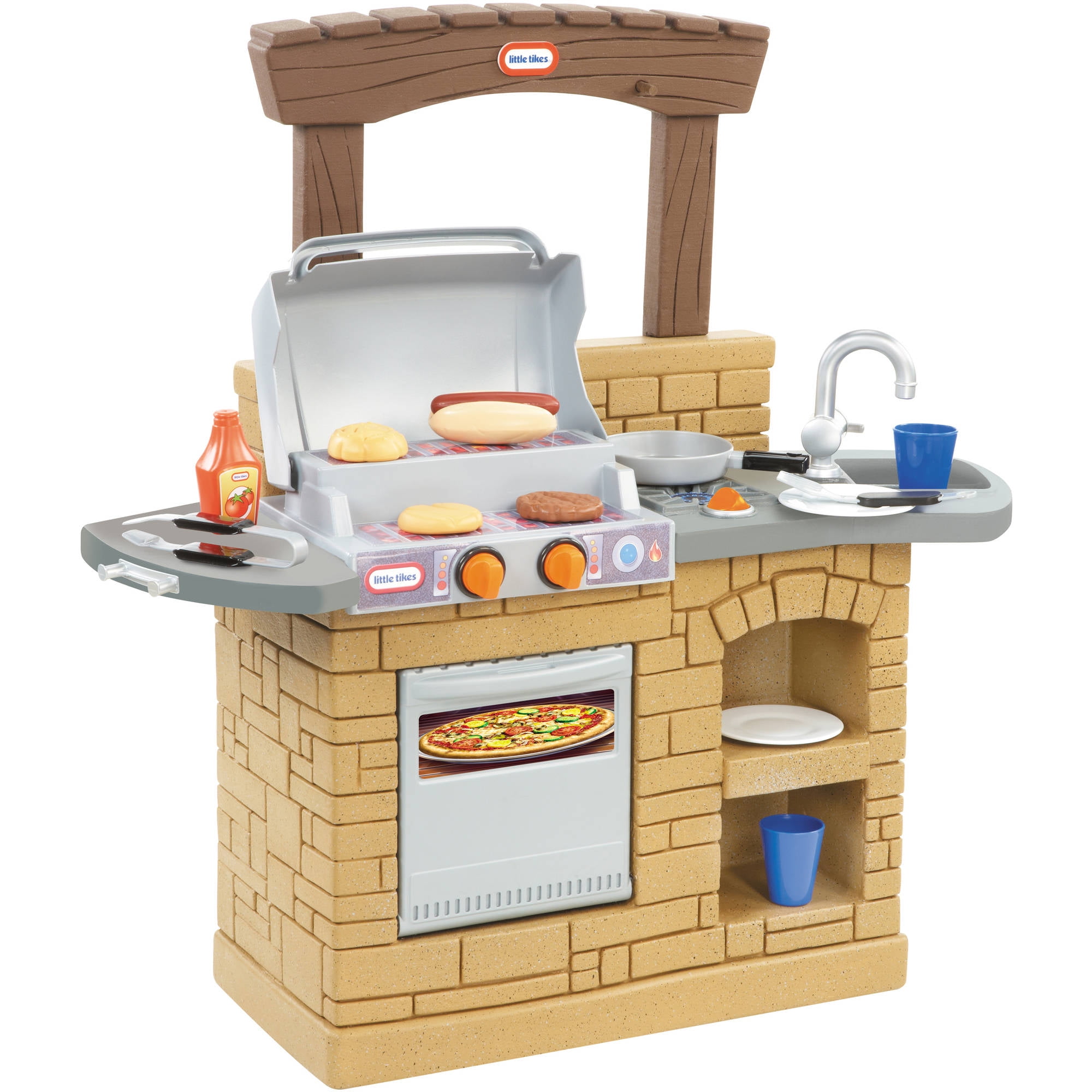 Little Tikes Cook 'n Play 12-Piece BBQ Playset with Oven, Tan, for Ages 3 to 5 Years