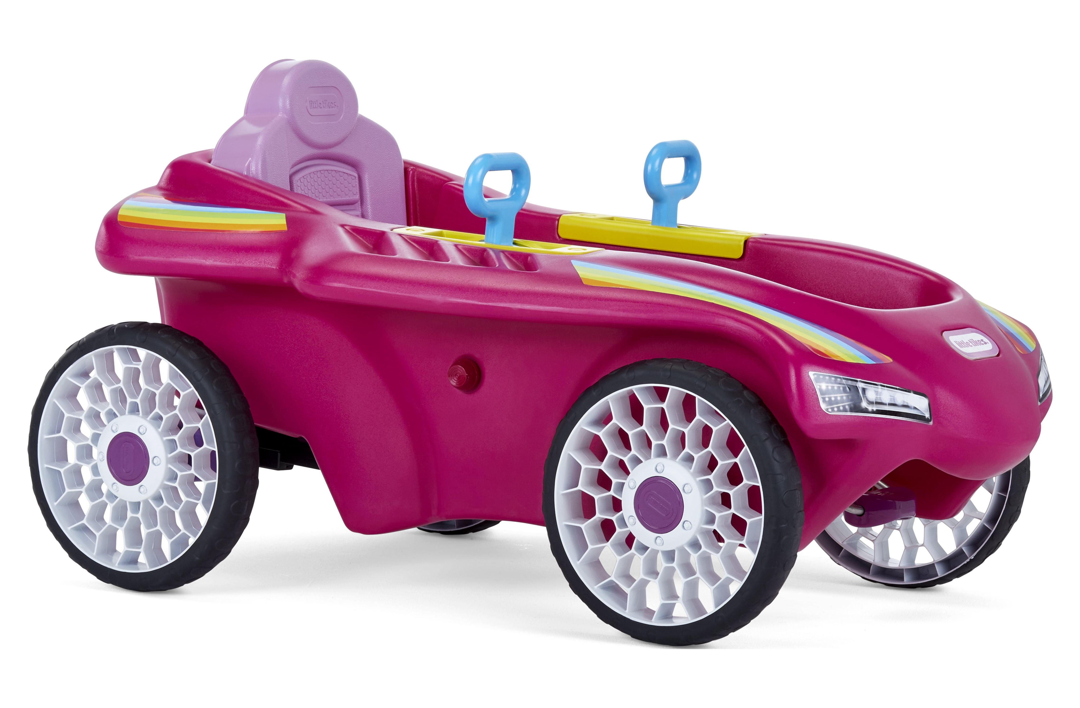 Little Tikes Jett Car Racer Ride On Pedal Car, Pink, Adjustable Seat Back, Dual Handle Rear Wheel Steering, Kids Boys Girls Ages 3 to 7