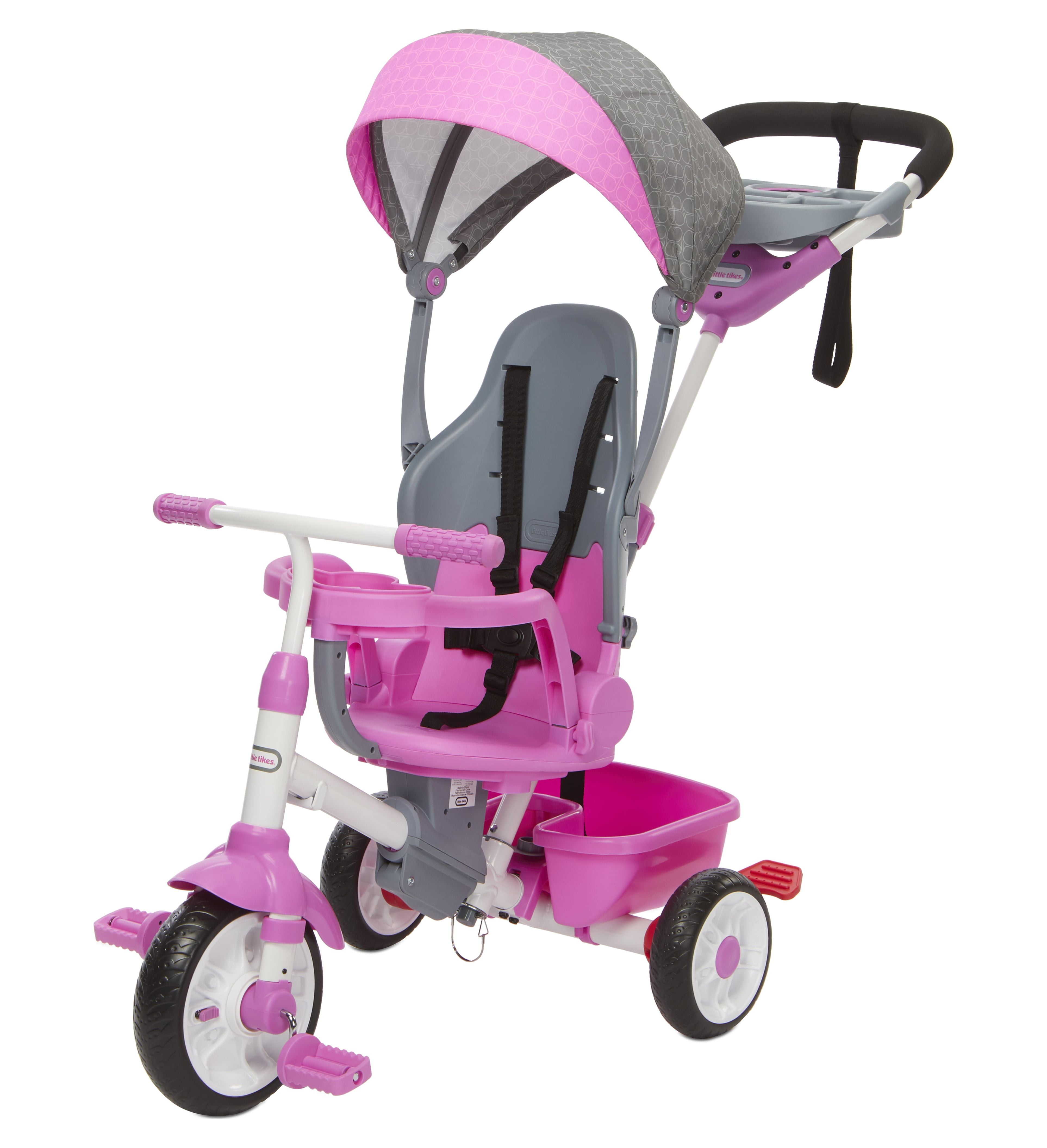Little Tikes Perfect Fit 4-in-1 Trike, Pink, Convertible Tricycle, 4 Stages of Growth & Shade Canopy - Toddlers, Kids Girls Boys Ages 9 Months to 3 Years