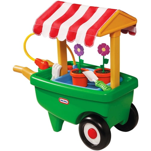 Little Tikes 2-in-1 Garden Cart & Wheelbarrow Play Gardening Toy, 10 Pieces and Sprinkler for Indoor Outdoor Preschool Pretend Play, Kids Toddlers Girls Boys Ages 2 3 4+