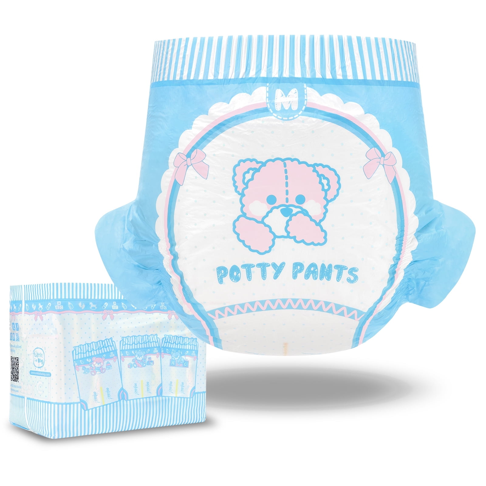 Littleforbig Adult Printed Diaper 10 Pieces - Potty Pants (Medium 28"-38")