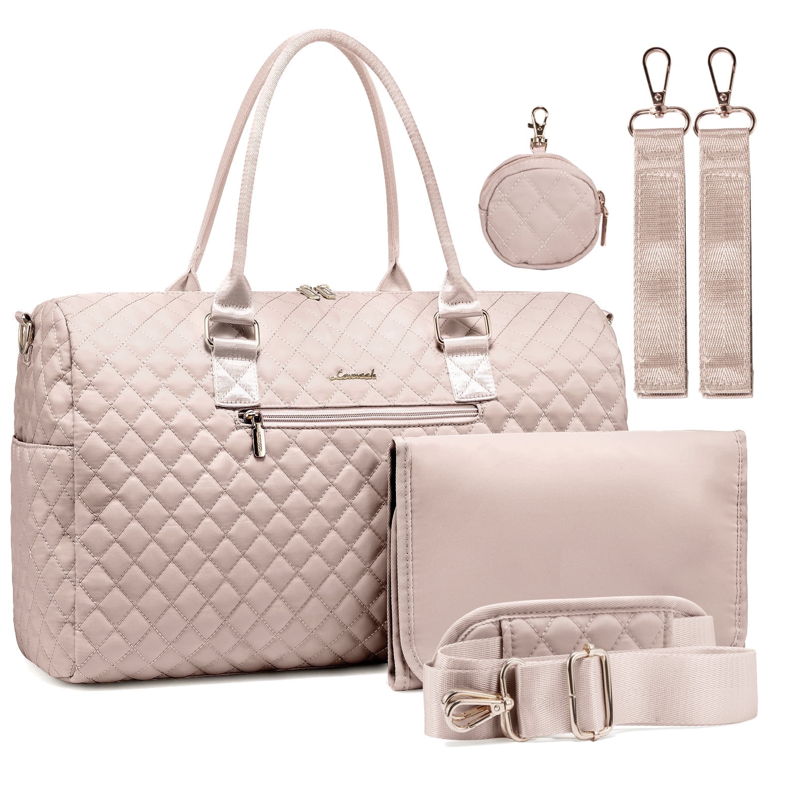 Lovevook Fashion Diaper Bag Tote, Large Mommy Bag for Hospital Breastfeeding Overnight Weekend Travel with Changing Pad and Pacifier Case