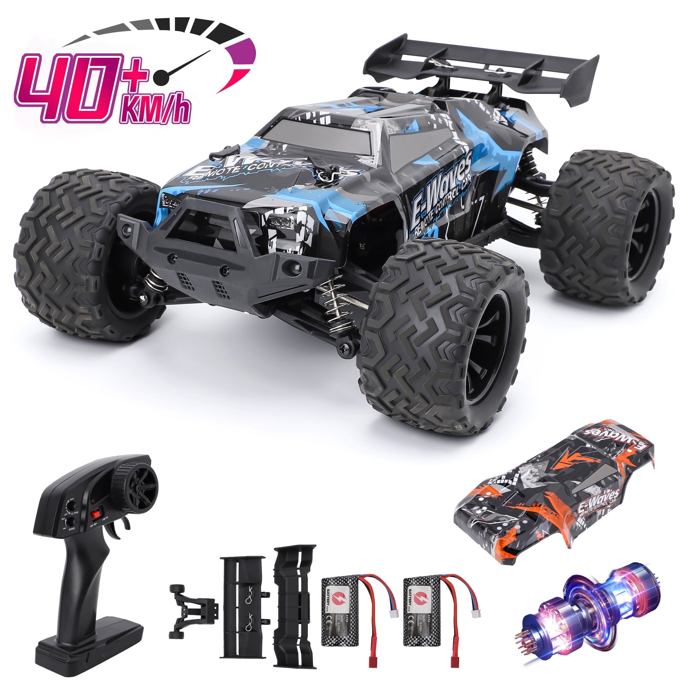 Loewten Fast RC Truck for Adults – 40+ km/h 1:14 4WD Off-Road Remote Control Car, 2 Batteries & 2 Shells