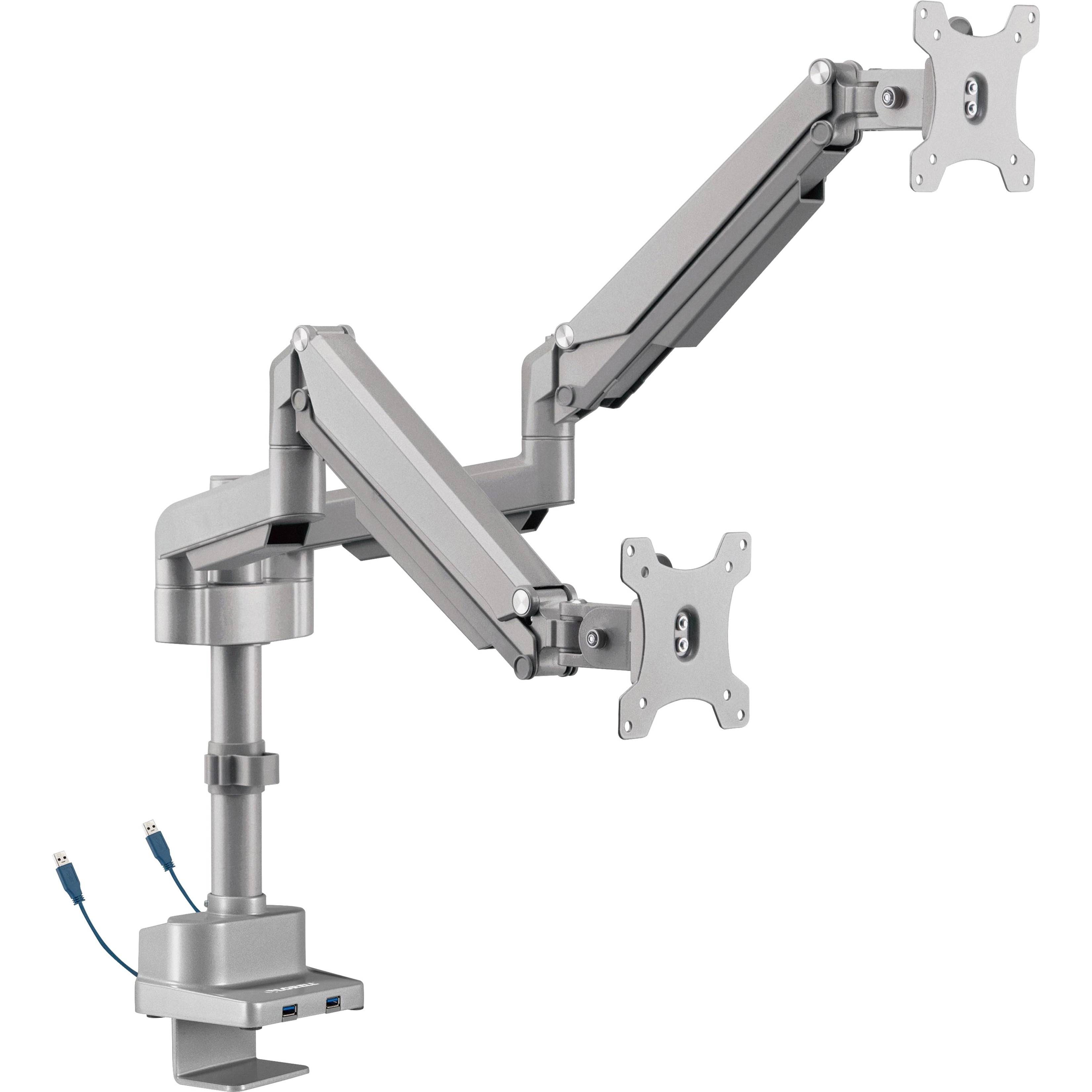Lorell, LLR99803, USB Pole Dual Monitor Arm, 1 Each, Gray