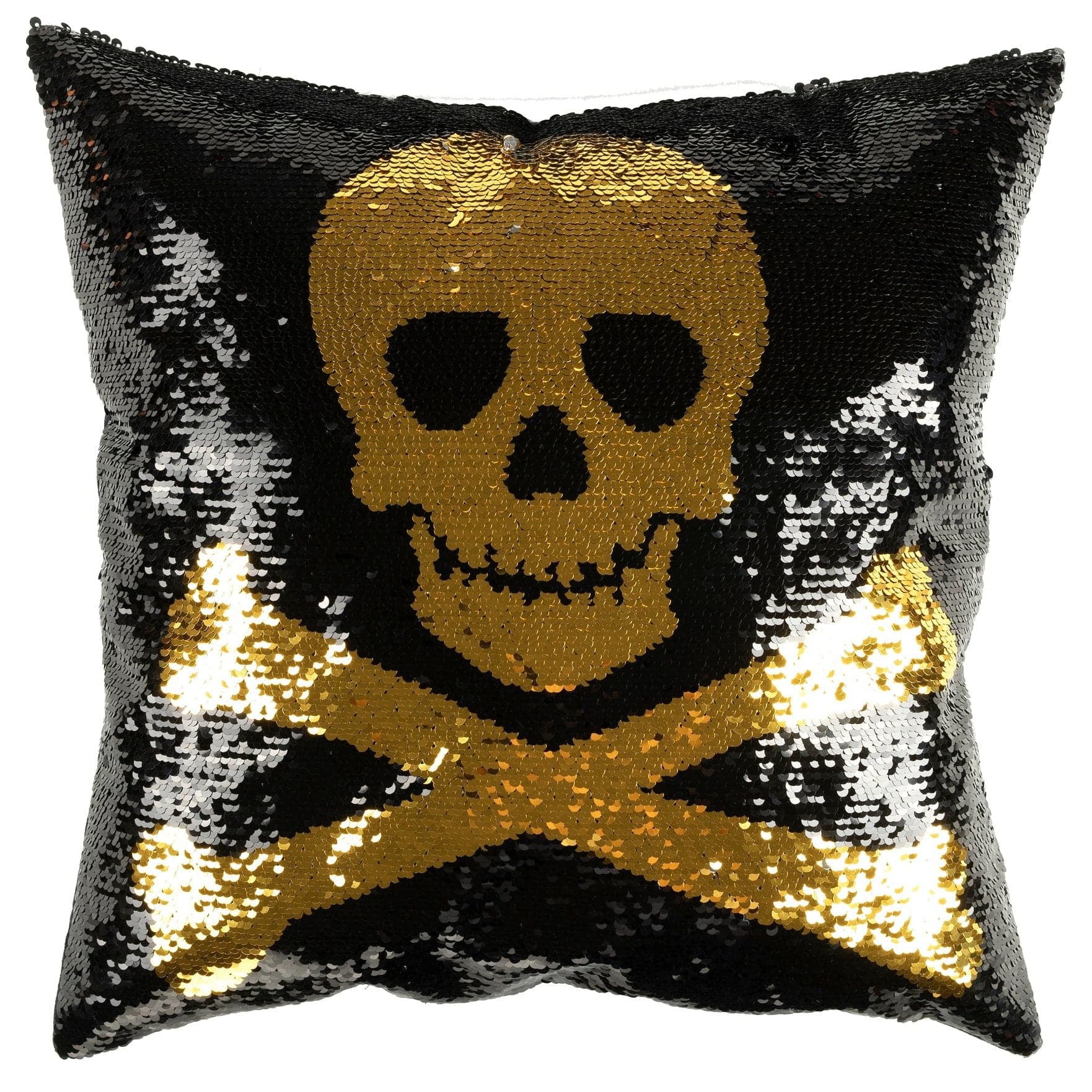 Lush Decor 18 x 18 Skull and Crossbones 100% Polyester Halloween Decorative Pillow