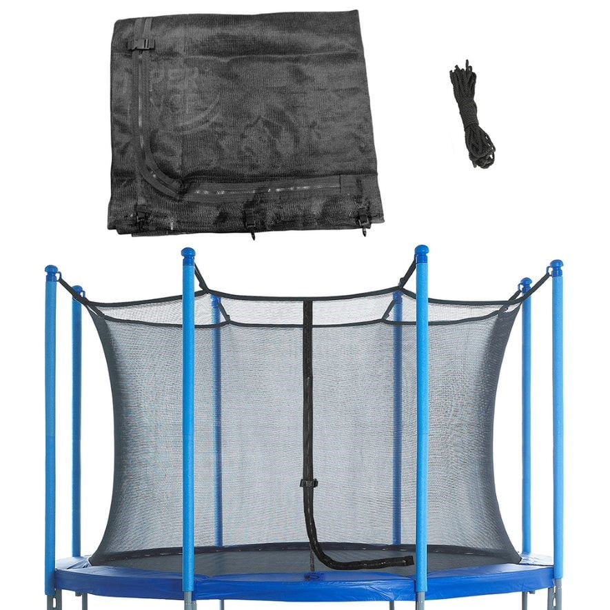 Machrus Upper Bounce Trampoline Safety Net, Fits 14 FT Round Frame with 6 Curved Poles - Breathable Replacement Enclosure Net with Adjustable Straps