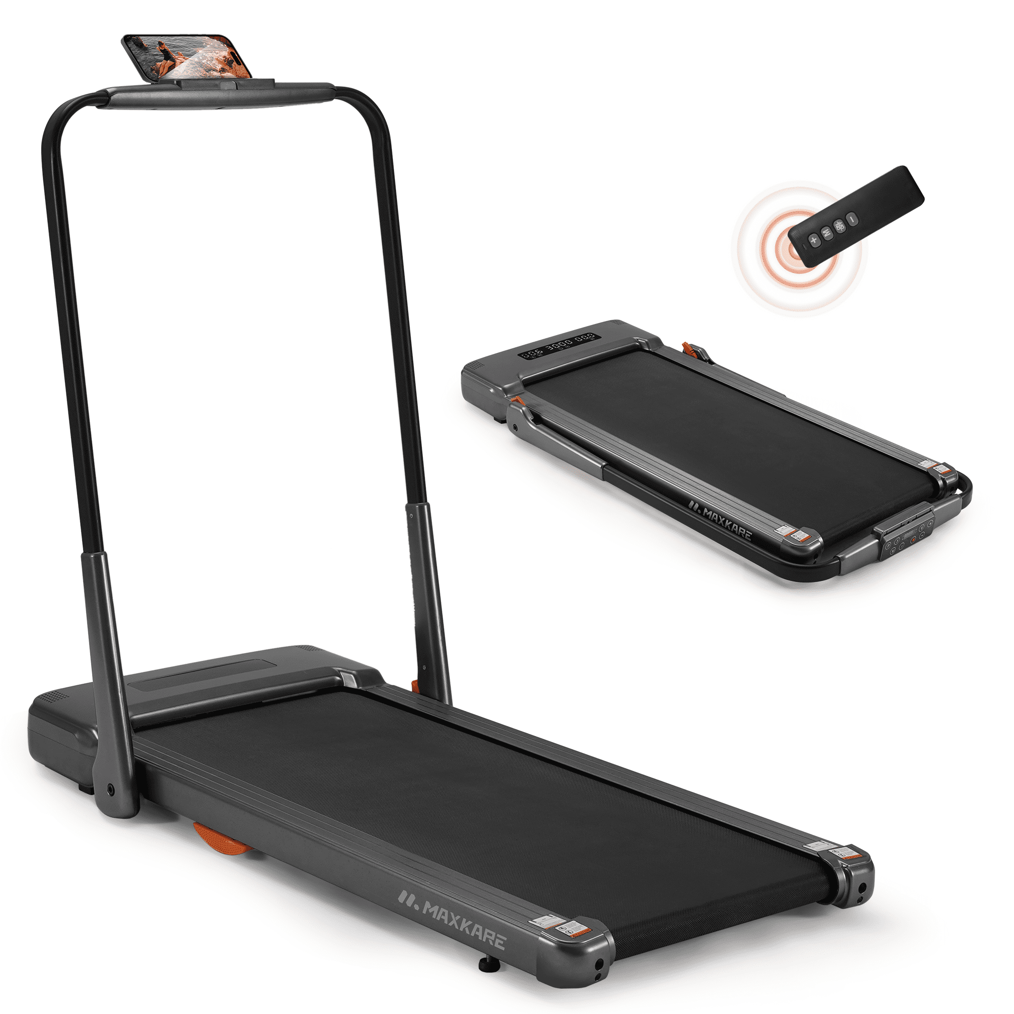 MaxKare 2.5HP Walking Pad Treadmill, Space-Saving Under Desk Treadmill with Remote Control for Home & Office, 265 LBS