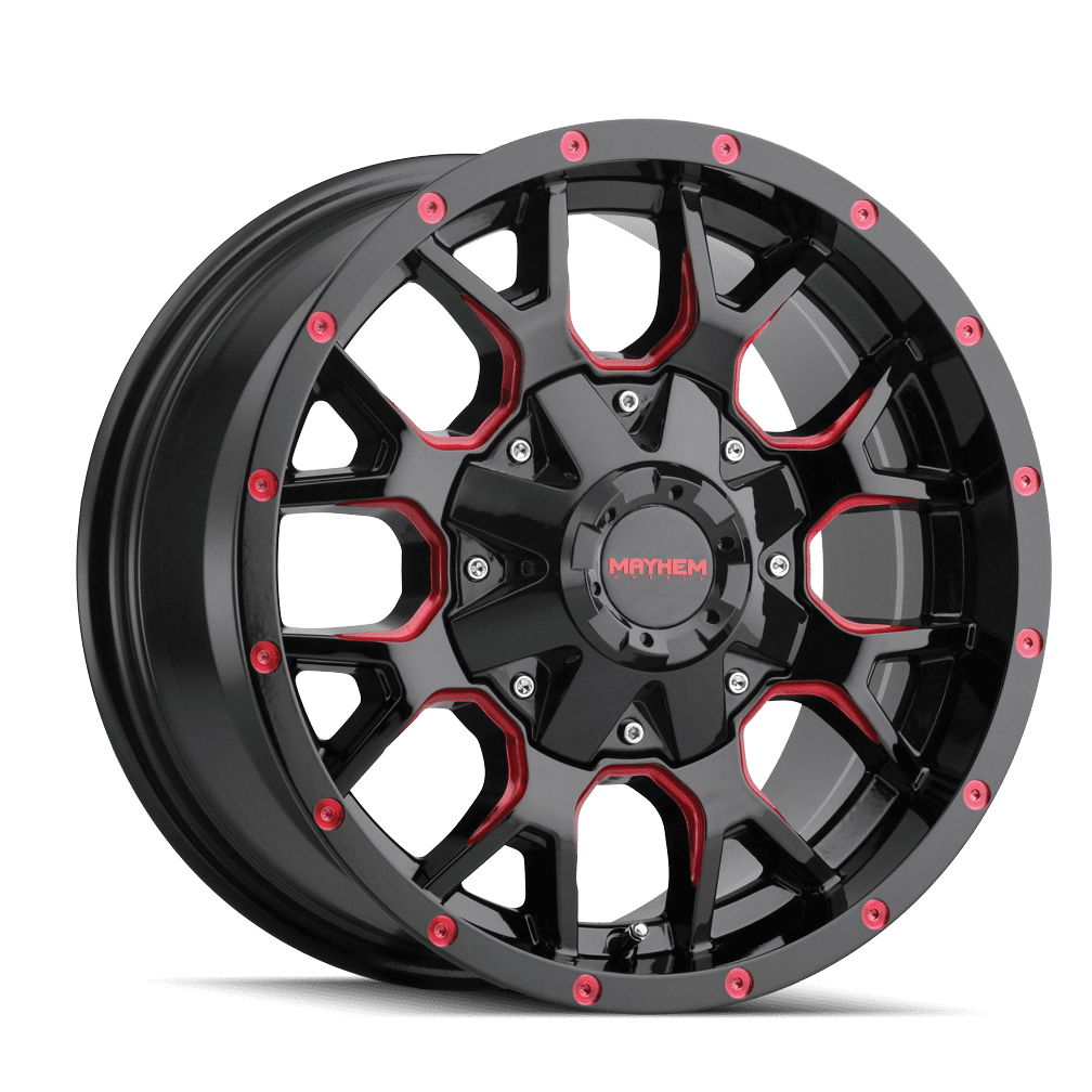 Mayhem Warrior-8015 17X9 6X135/6X139.7 18Et 106Cb Black W/Prism Red