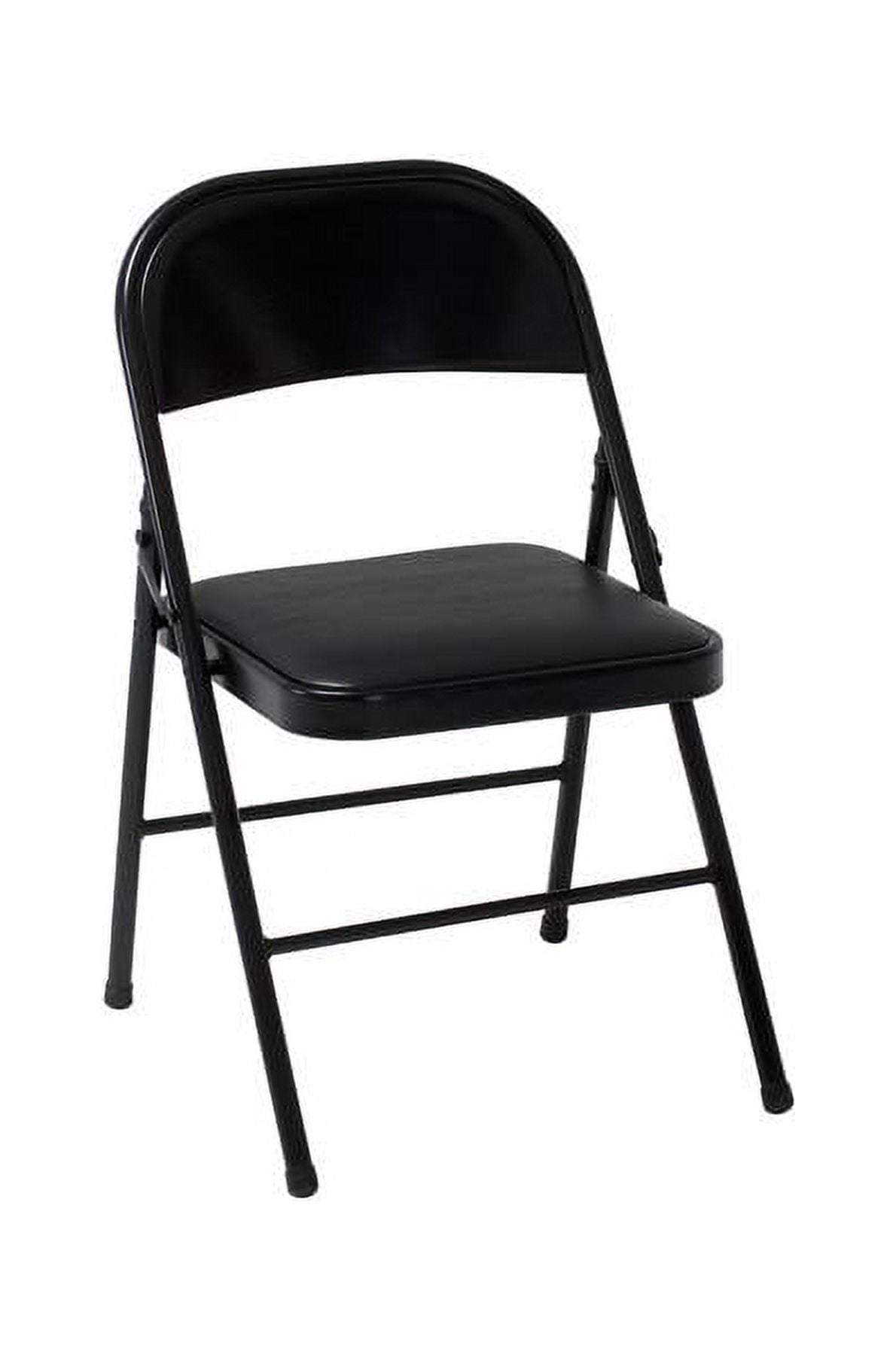 Mainstays Deluxe Vinyl Padded Seat and Metal Back Folding Chair, Black