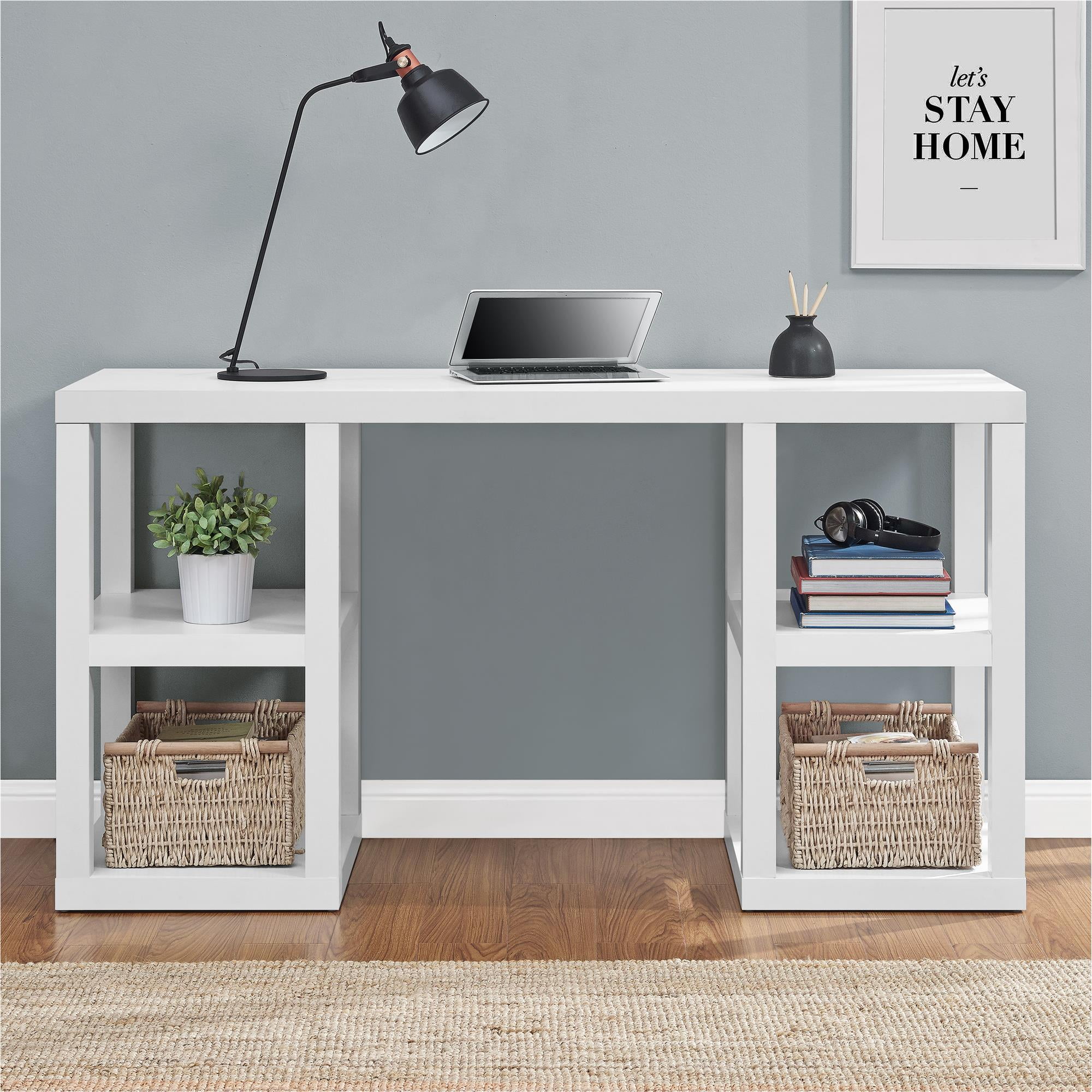 Ameriwood Home Parsons Double Pedestal Computer Desk, White