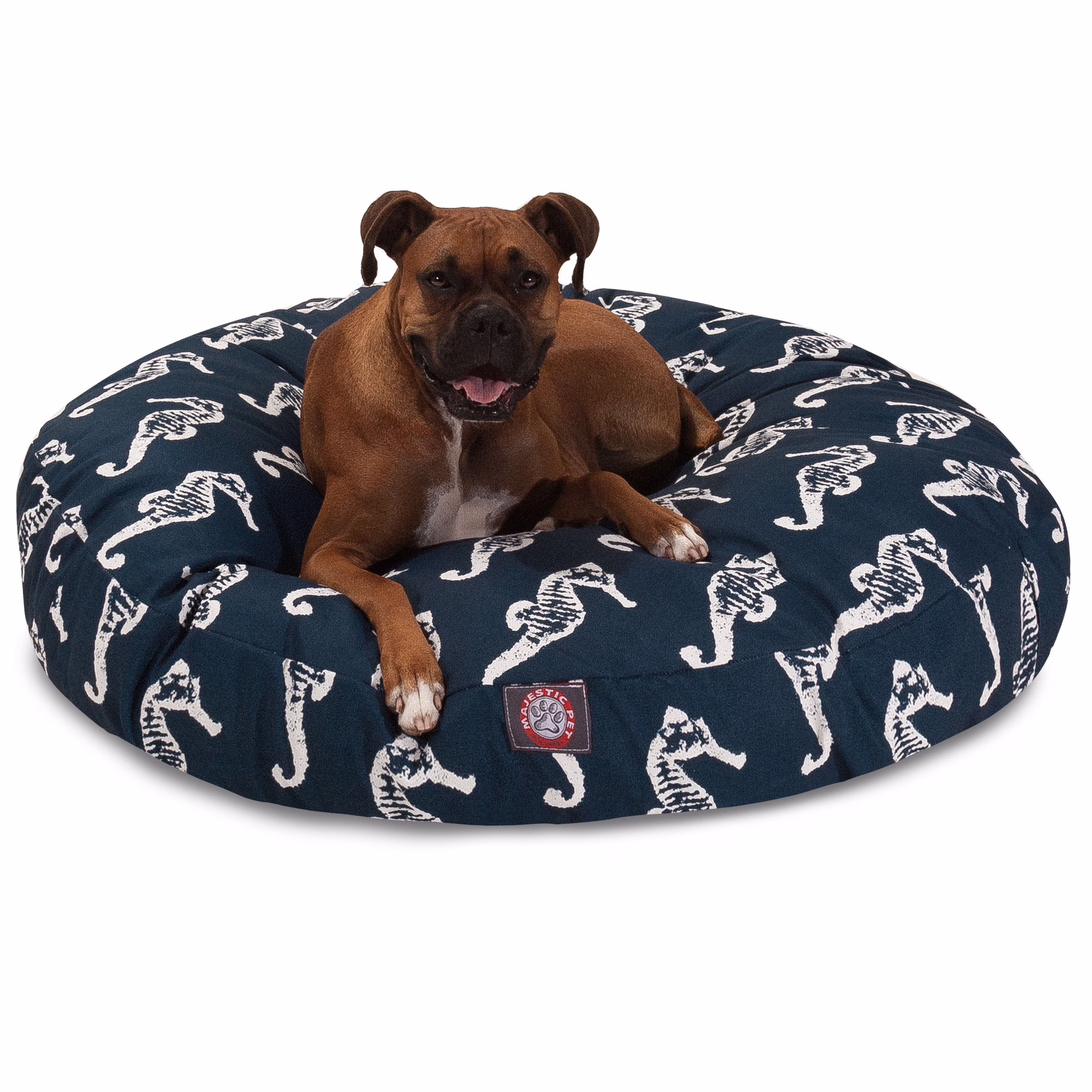 Majestic Pet | Sea Horse Round Pet Bed For Dogs, Removable Cover, Navy, Large