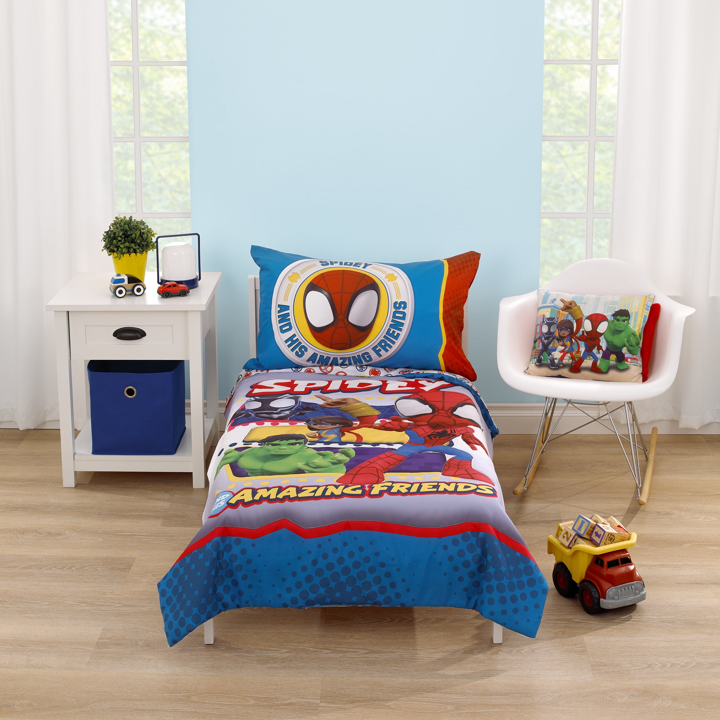 Marvel Spidey & His Amazing Friends Team Up! 4 Piece Toddler Bed Set