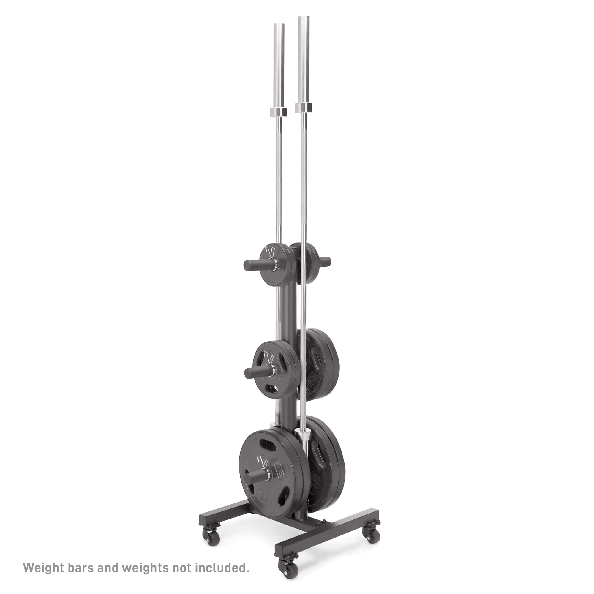 Marcy 6-Peg Olympic Weight Plate Tree and Vertical Bar Holder w/ Wheels PT-5856
