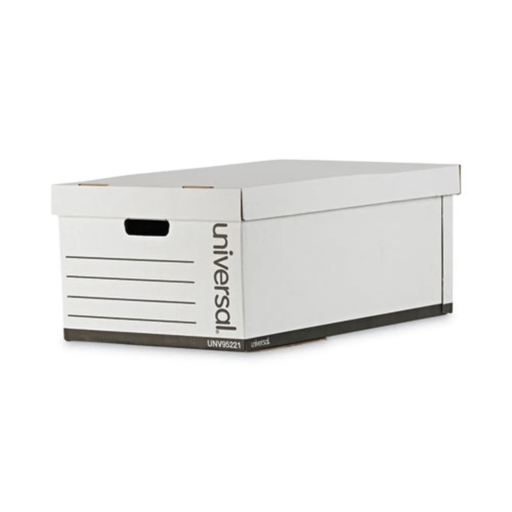 Universal 9522101 Medium-Duty Easy Assembly Legal File Storage Box - White (12/Carton)