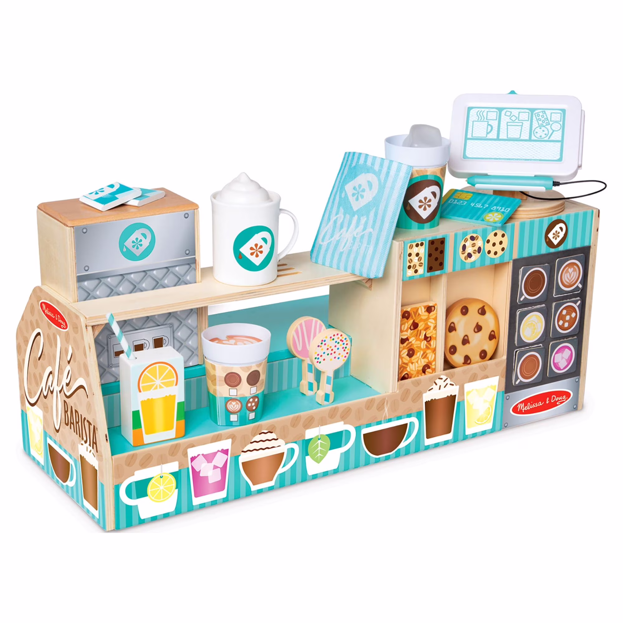 Melissa & Doug Wooden Café Barista Coffee Shop (35 Pieces) - FSC Certified