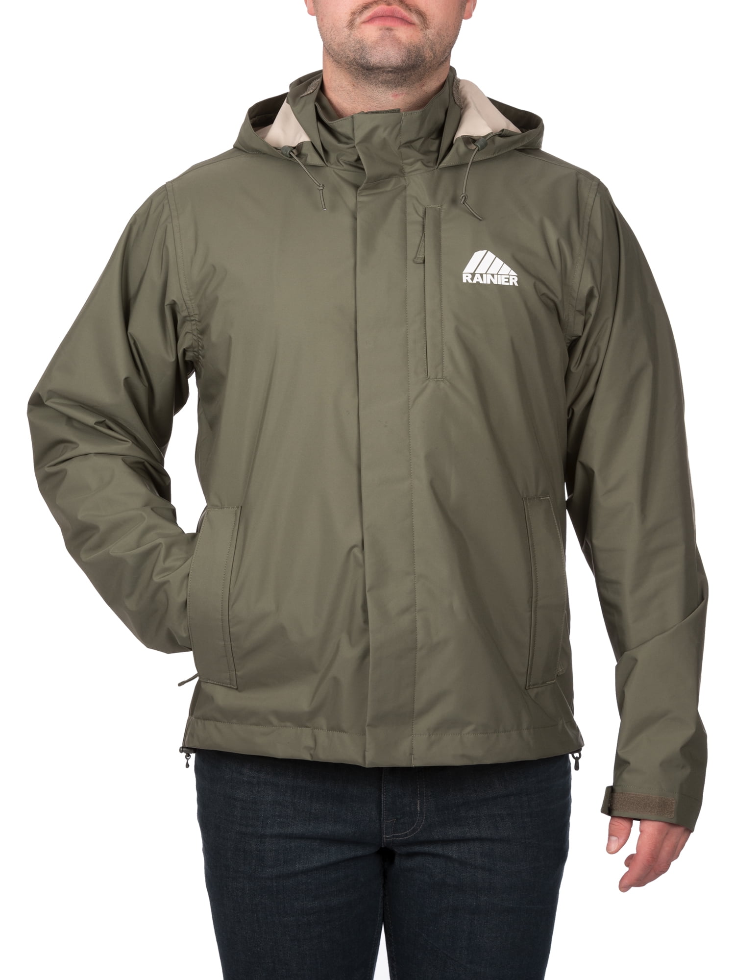 Men's Long Sleeve Waterproof Breathable Premium Rain Jacket in Cypress from Rainier