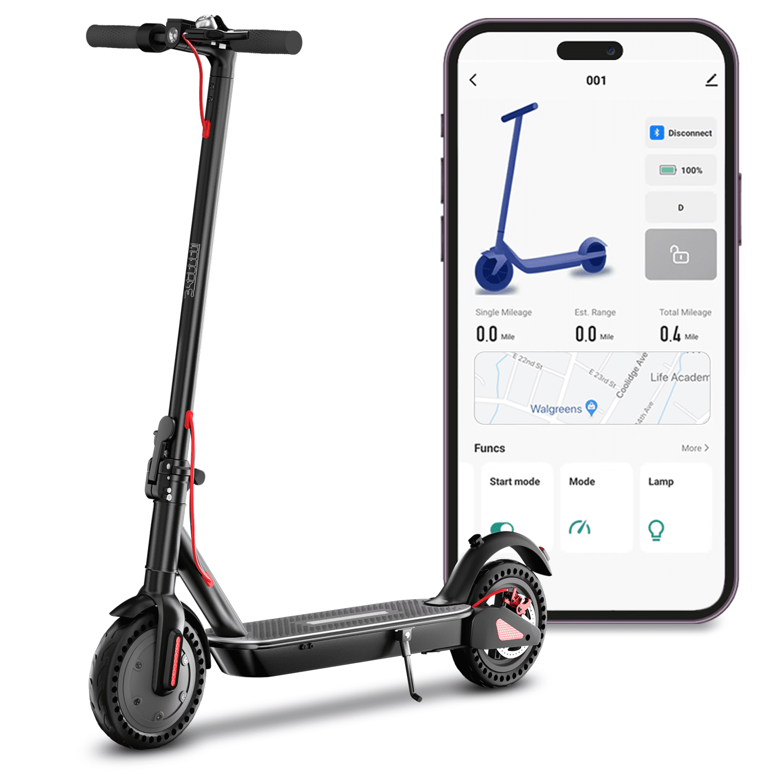 MADOG Electric Scooter for Adults, 300W Motor, 8.5" Solid Tires, Up to 19 Mph & 11 Miles Long-Range Battery, Portable Adult E-Scooter for Commuter, Black