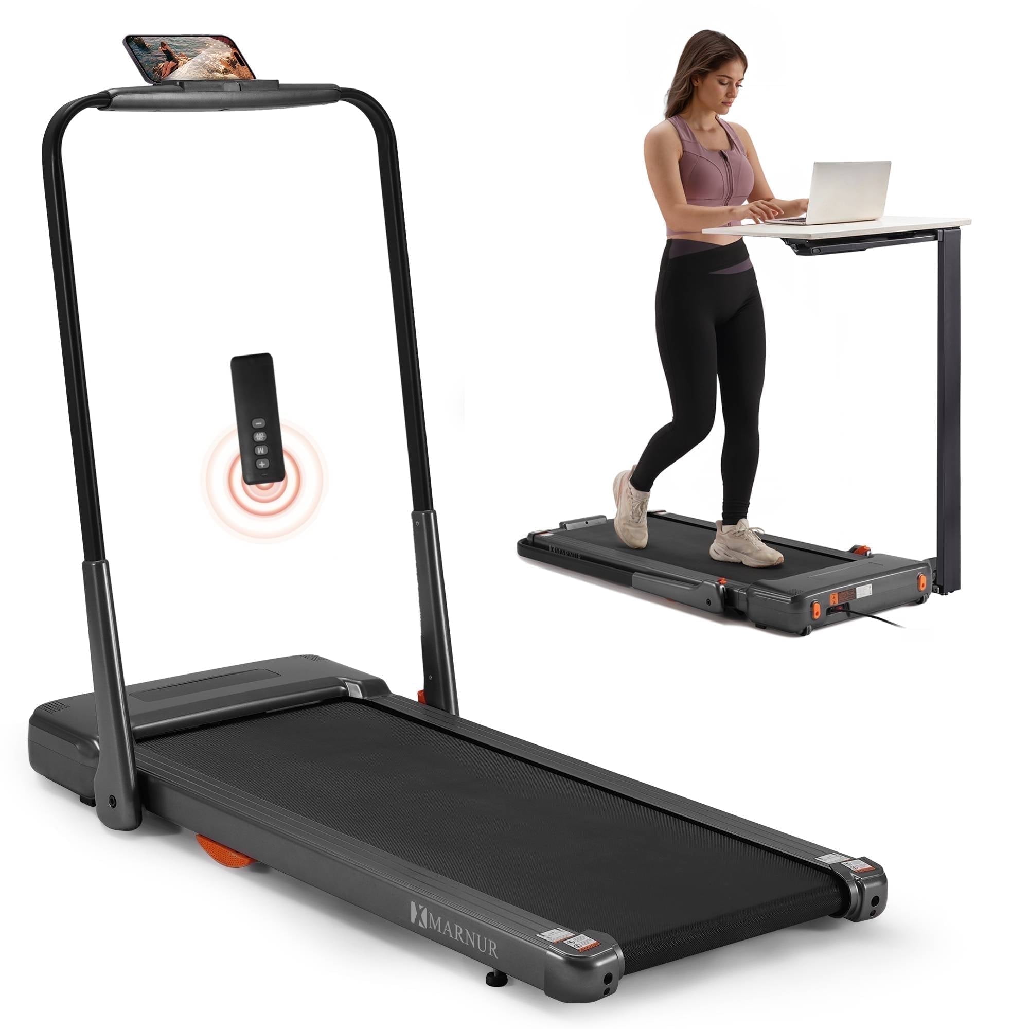MARNUR 2 in 1 Folding Treadmill 2.5HP Under Desk Treadmill for Fitness with LED Display, Remote Control, Exercise Machine for Home Office, Up To 7.5MPH