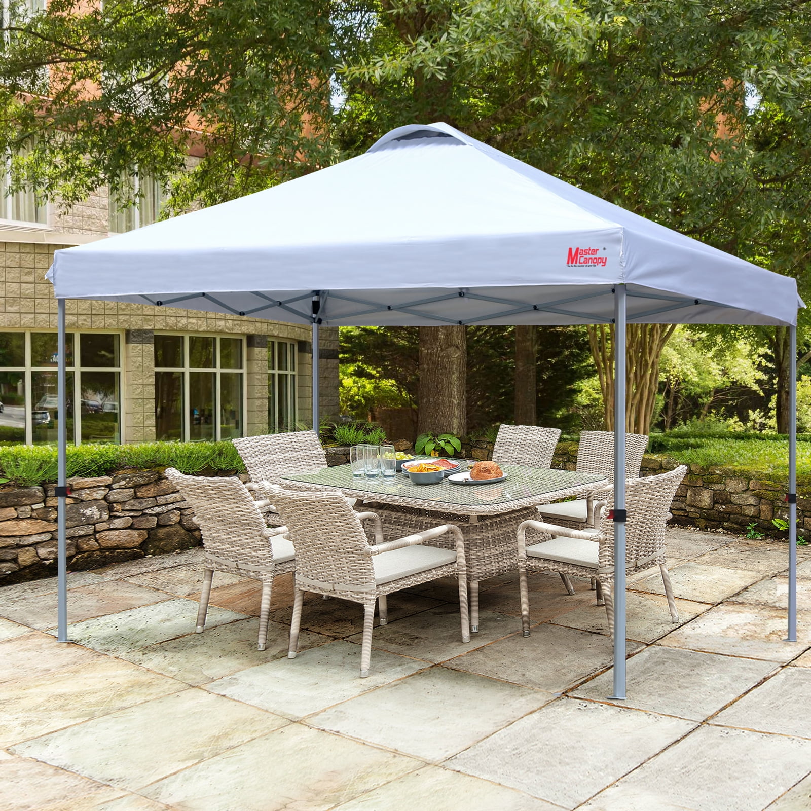 MASTERCANOPY 10' x 10' Easy Pop-up Canopy Tent with Vent Outdoor Shade Shelter, White