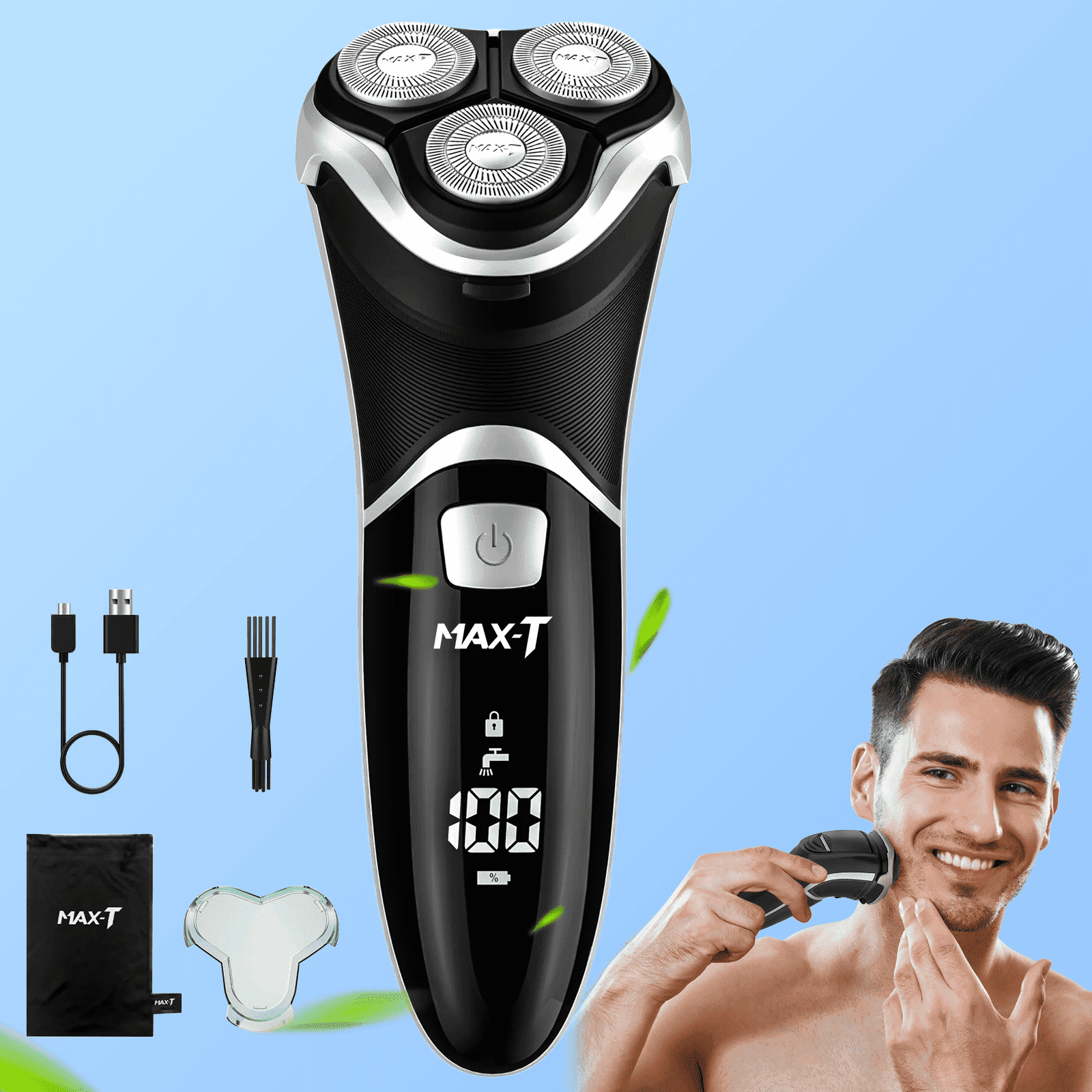 MAXT Electric Razor for Men Rechargeable Wet & Dry Electric Shaver with Pop-Up Trimmer LED Display