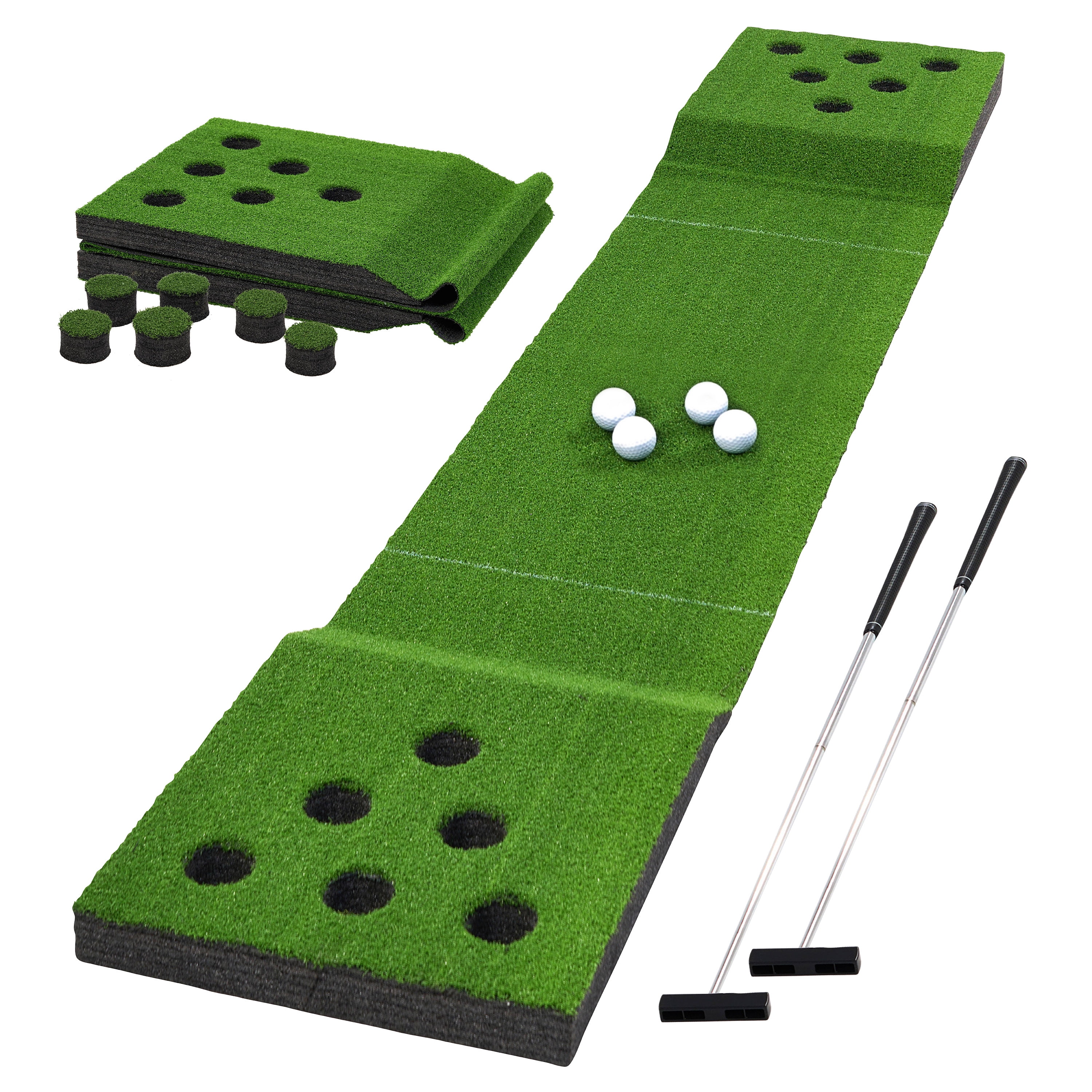 MD Sports Golf Pong Game Set,100inch,Green,Includes 2 Putters and 4 Balls.