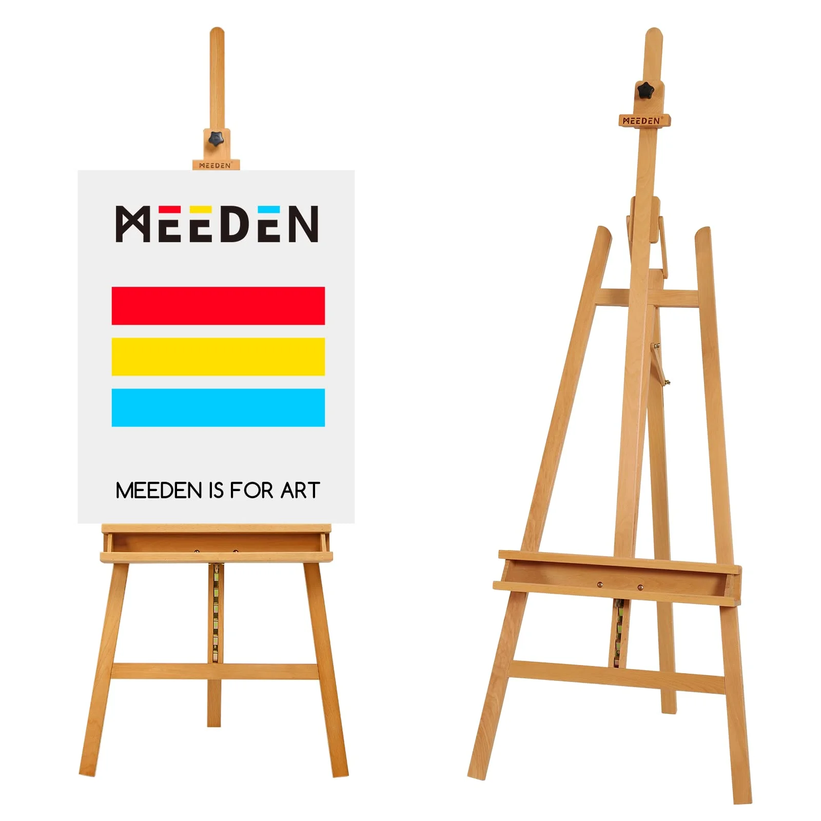 MEEDEN Wooden Easel Stand for Painting, Studio Easel with Artist Tray, Beech Wood Art Easel for Adults, Holds Canvas up to 48"