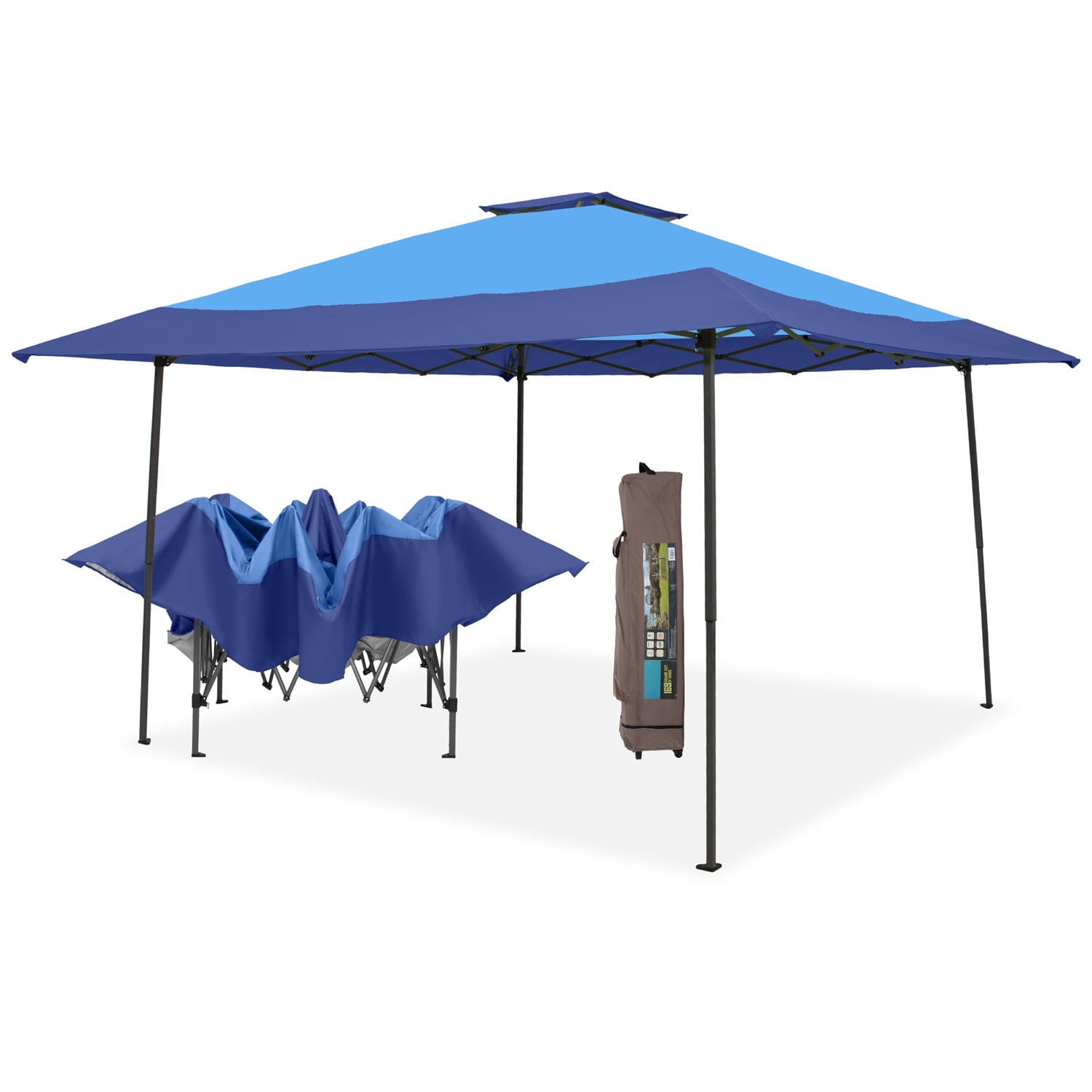 MF Studio 13’ x 13’ Outdoor Patio Pop-up Canopy Tent Gazebo Shelter with Wheeled Bag, Blue
