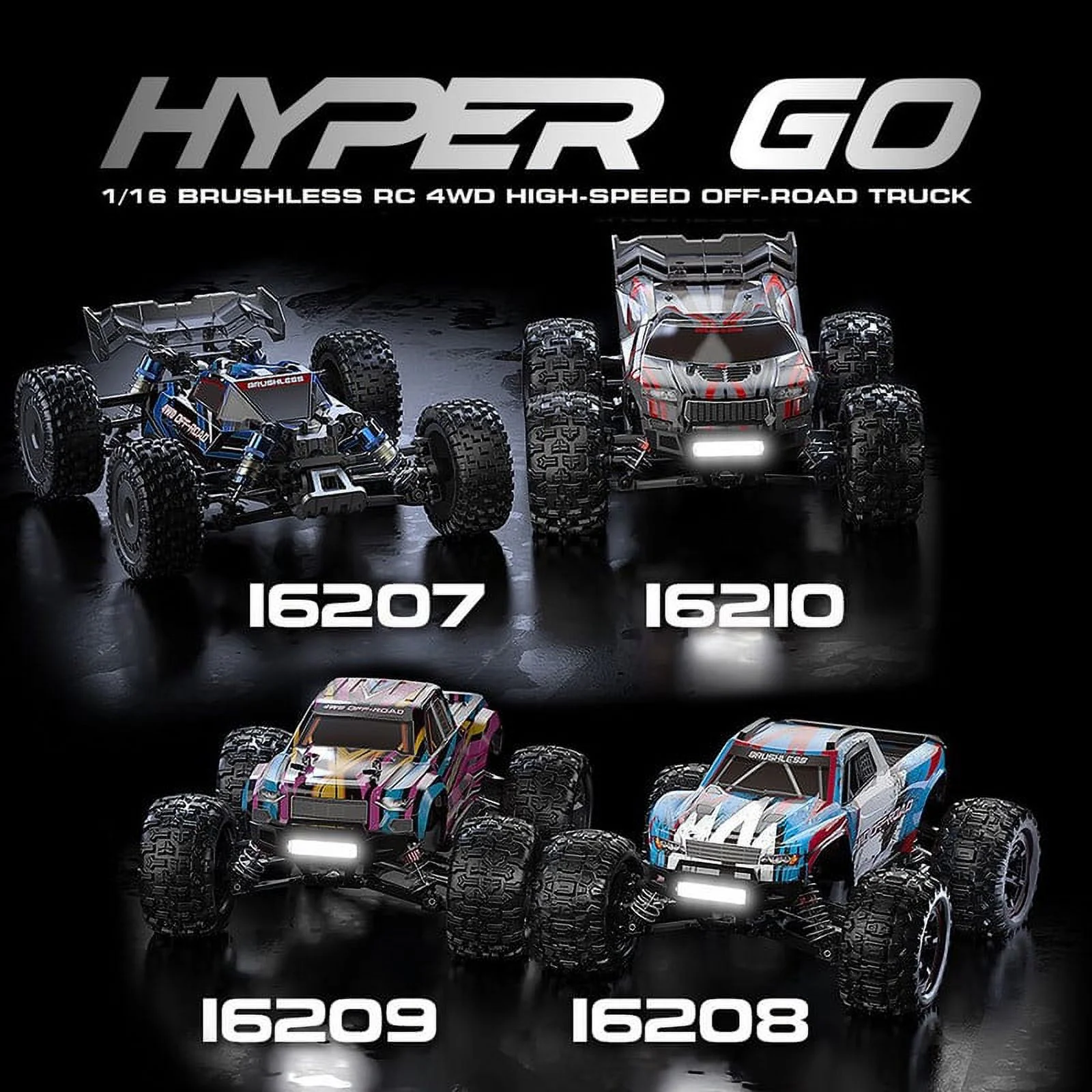 MJX Hyper Go 16207/16208/16209/16210 Rc Car Brushless High-Speed 4WD Remote Control Off-Road Truck Big Wheel Truck Rc Cars for Adul