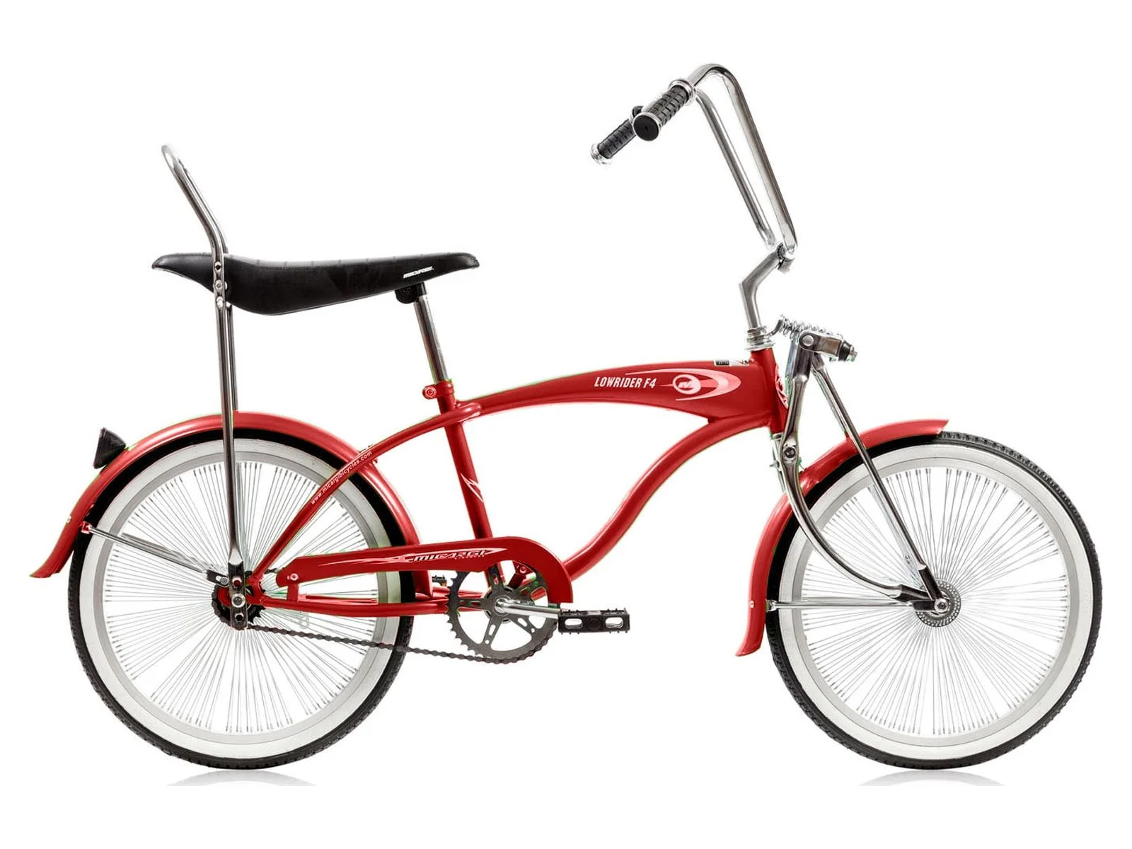 Micargi LOWRIDER F4 20" Lowrider Hi-Ten Steel Coaster Brake Single Speed One Piece Crank Alloy Rims 140H Color: Red