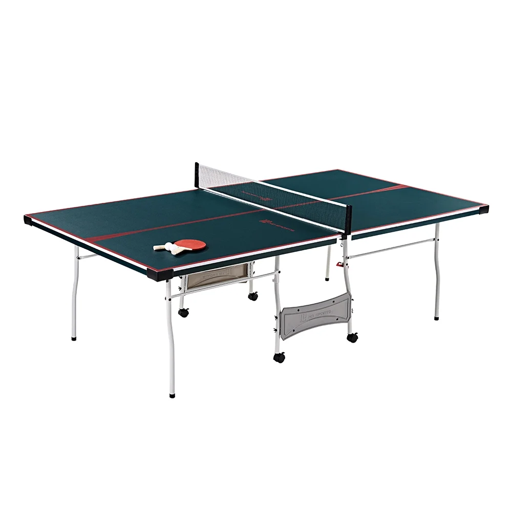 MD Sports Mid Size Table Tennis Pong Table, 4 Piece Foldable Design with Net, Paddles & Balls - Dark Green