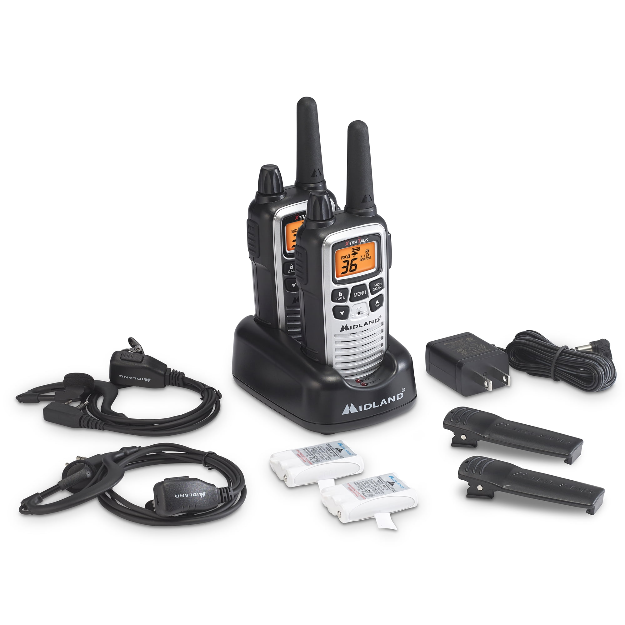 Midland LXT600VP4 Two-Way Radios 2-Pk 30-Mile 36-Channel, Black