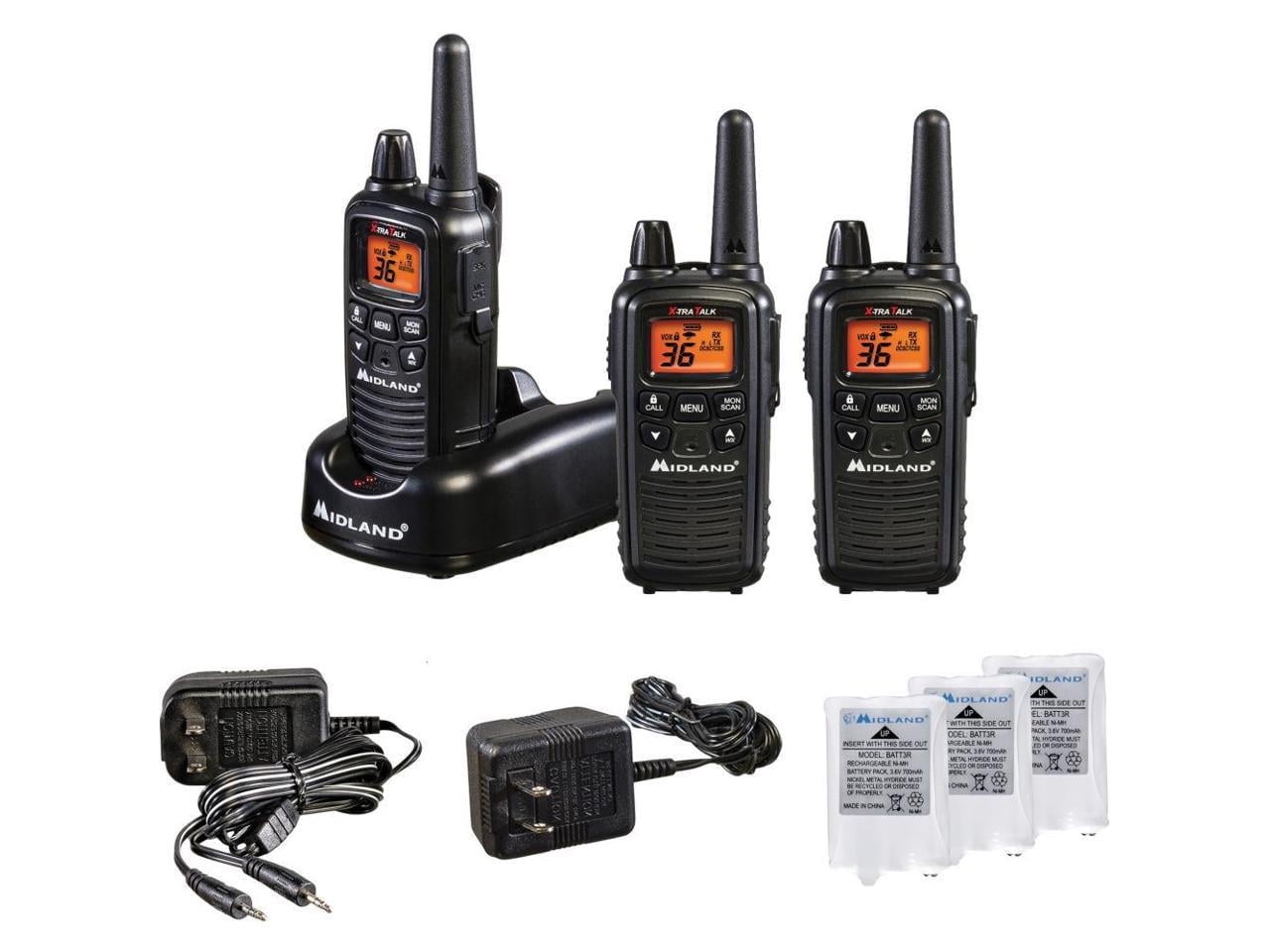 Midland LXT633VP3 Extended-Range Walkie Talkies, 3-Pack