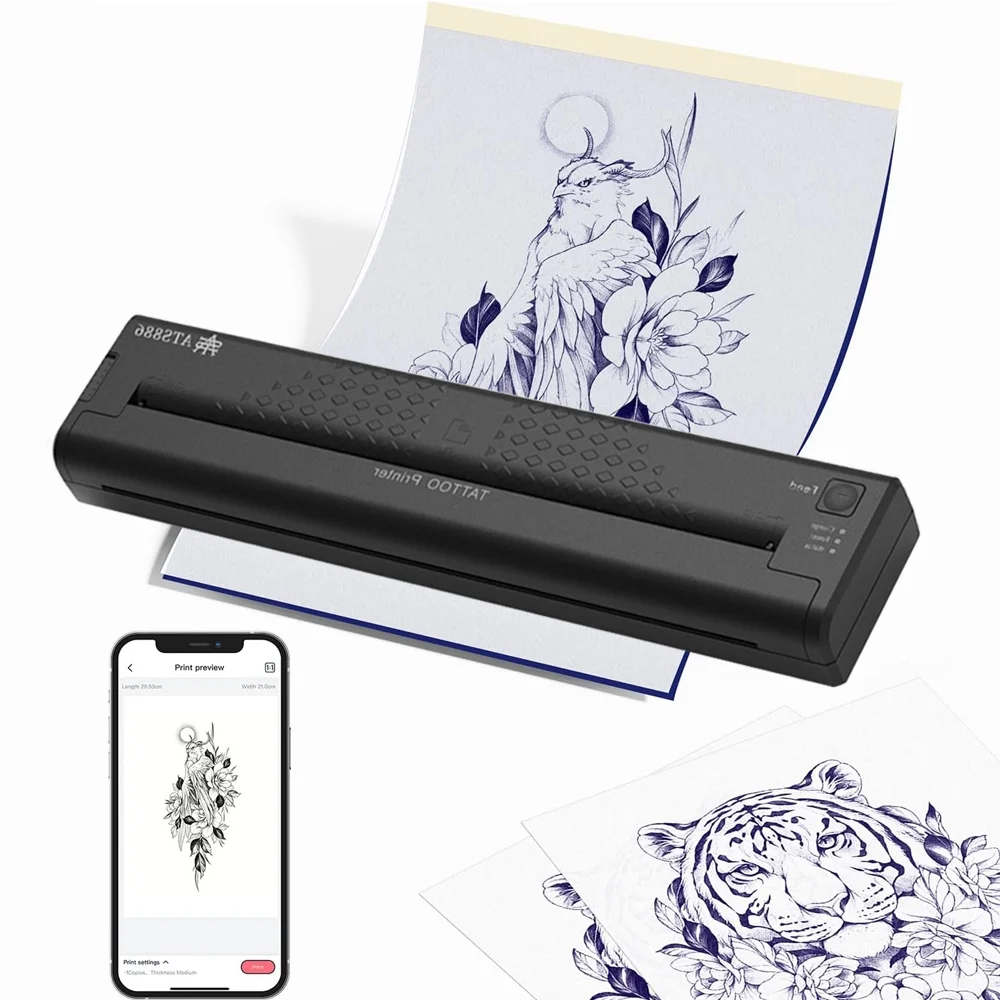 Mixfeer Wireless Printer, Portable Tattoo Transfer Stencil Thermal Printer