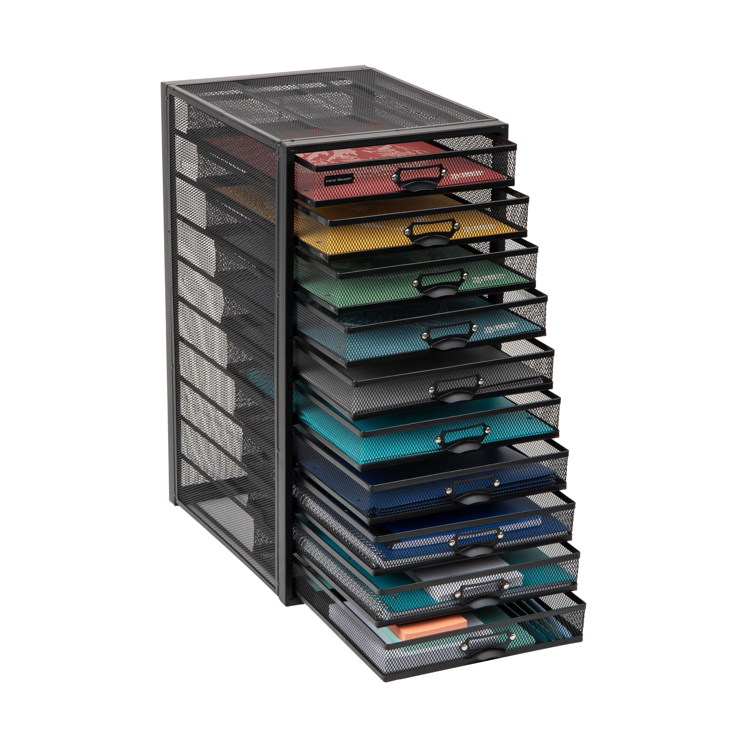 Mind Reader File Storage Drawers, Desk Organizer, Multi-Purpose, 10.75"L x 14"W x 21.25"H, Black